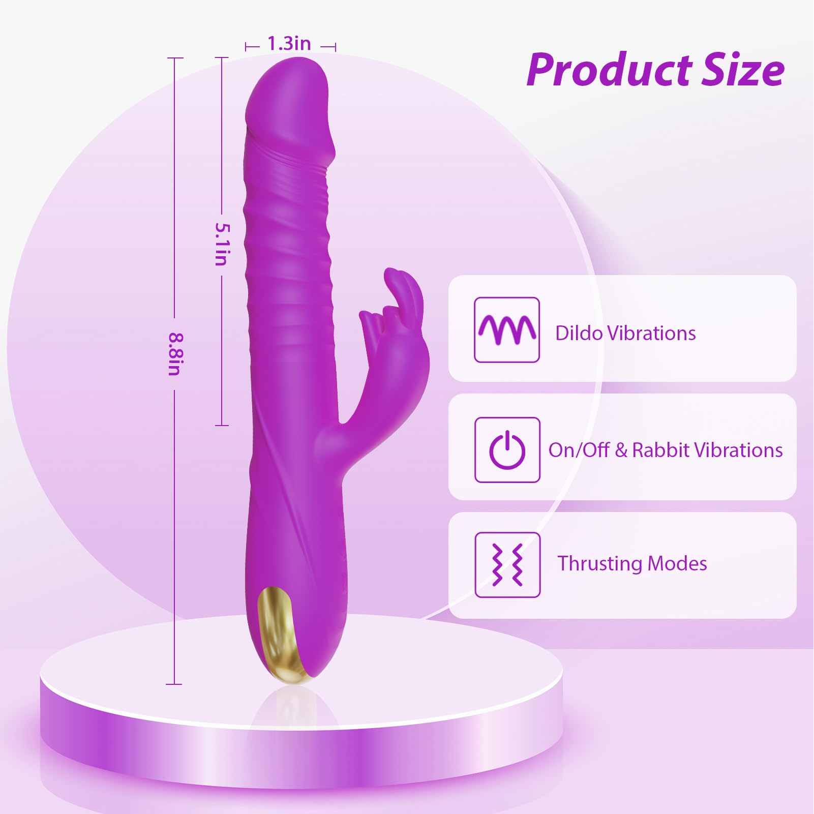 Sex Toys Thrusting Dildo Vibrator, Adult Toys G Spot Rabbit Vibrator with 3 Thrusting Modes & 10 Vibrating Modes