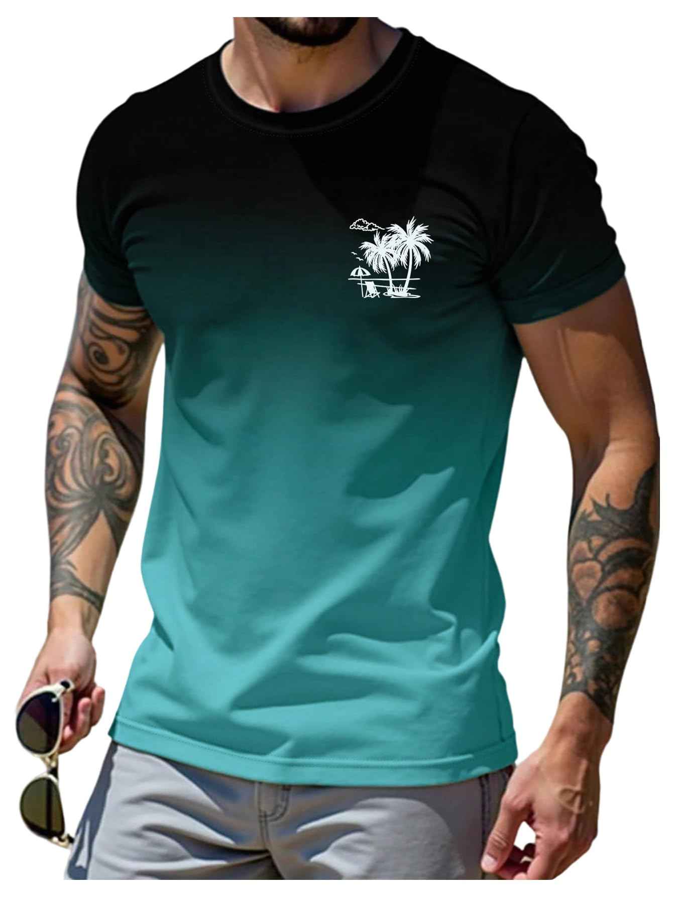 SOLY HUX Men's Short Sleeve Graphic Tees Summer Crewneck Top Shirt Beach Vacation T-Shirts