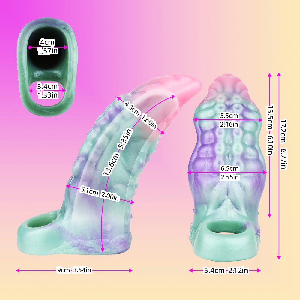 Reusable Multi-Color Liquid Silicone Made Penis Extender Sleeve Cock Ring, Octupus Tentacle Penis Enlarger Sleeve Monster Dildo Sheath Cover Male Adult Sex Toy