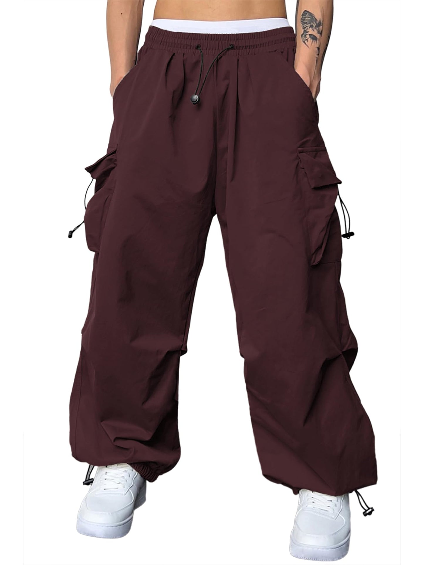 JMIERR Men's Baggy Cargo Pants Trendy Casual Parachute Pant Loose Fit Harem Joggers with Pockets for Streetwear