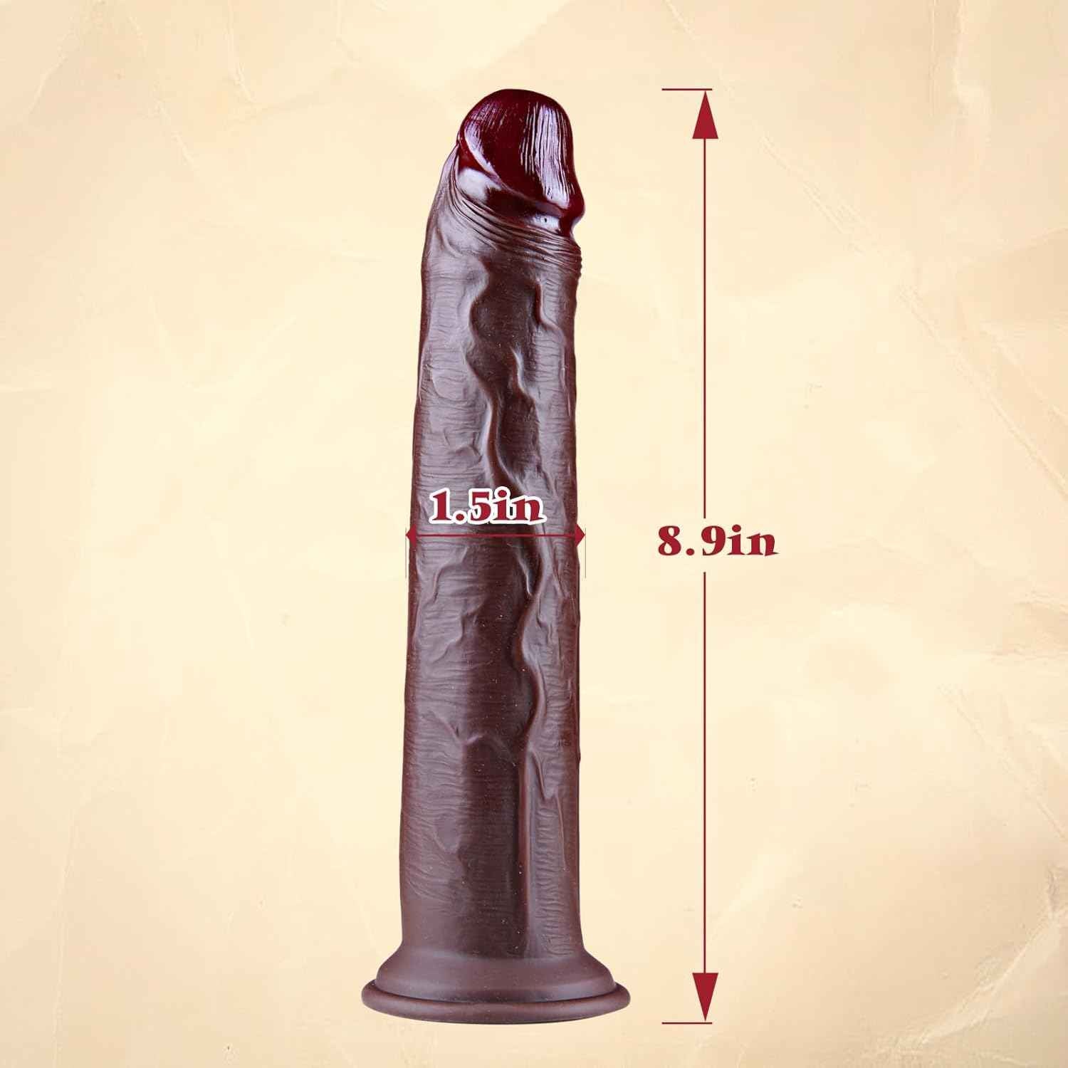 Hainuo Realistic Silicone Dildo with Suction Cup Black