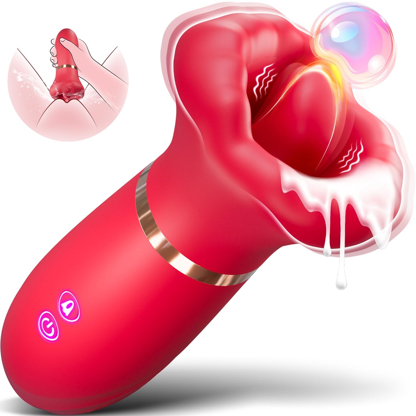 Nipple Viboators for Women, Licking & Vibration & Thrusting Jelly Lips Tongue, Sucker Toys Y122*