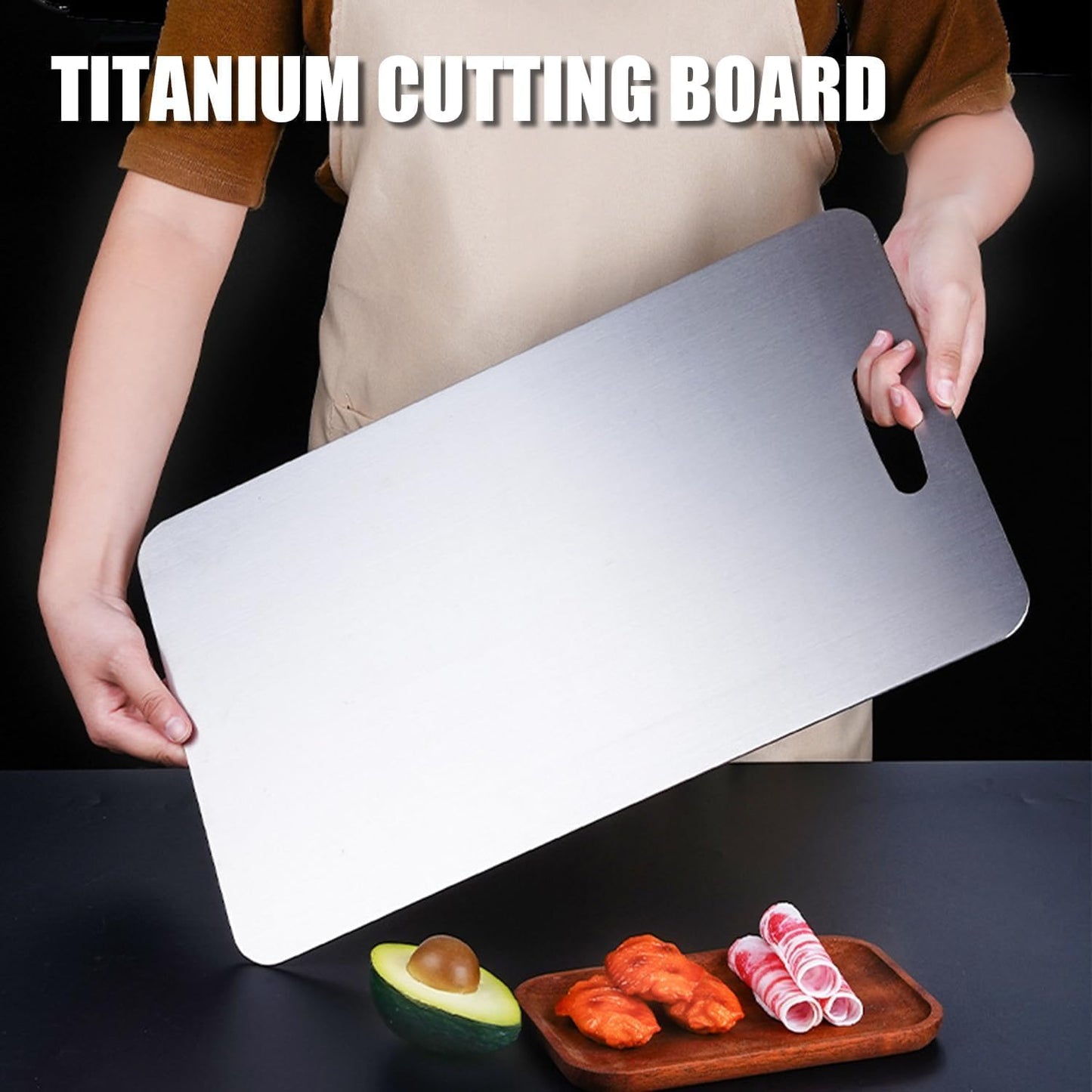 Titanium Cutting Board - 2025 New Upgrade 100% Pure Titanium Cutting Boards for Kitchen Double Sided Titanware Cutting Board,Hygiene Durable Dishwasher Safe Chopping Board,1PC