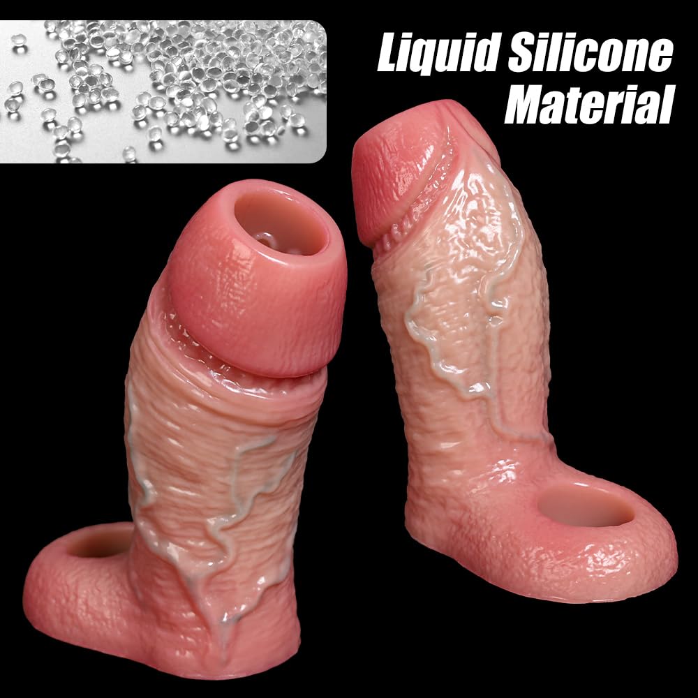 6.7'' Girth Thick Realistic Penis Sleeve Cock Sleeve,Cock Ring Penis Extender Ultra-Soft Silicone Cock Sleeve Penis Ring Adult Sex Toys for Men Couples