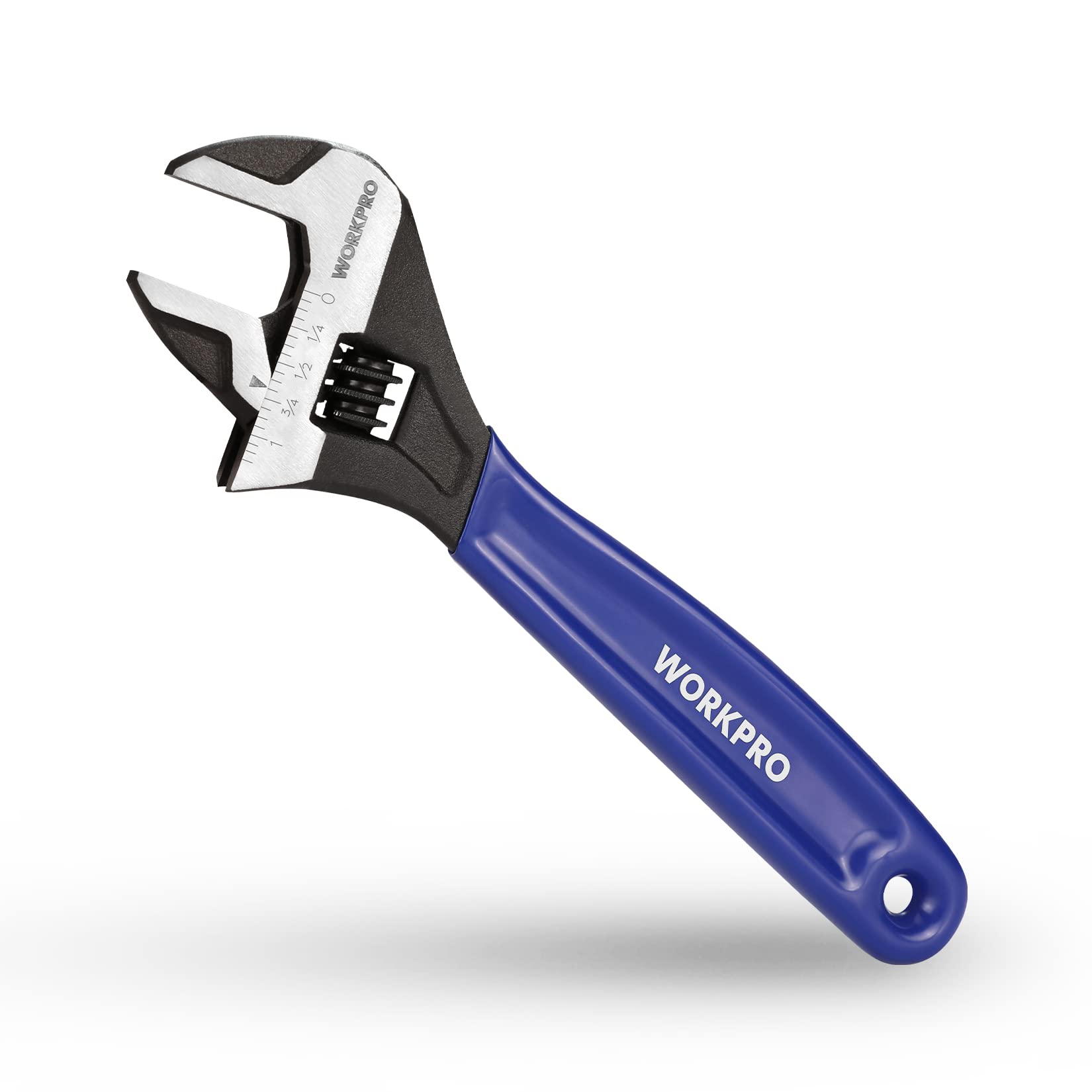 WORKPRO Adjustable Wrench, Cr-V Steel Wide Jaw Black Oxide Wrench