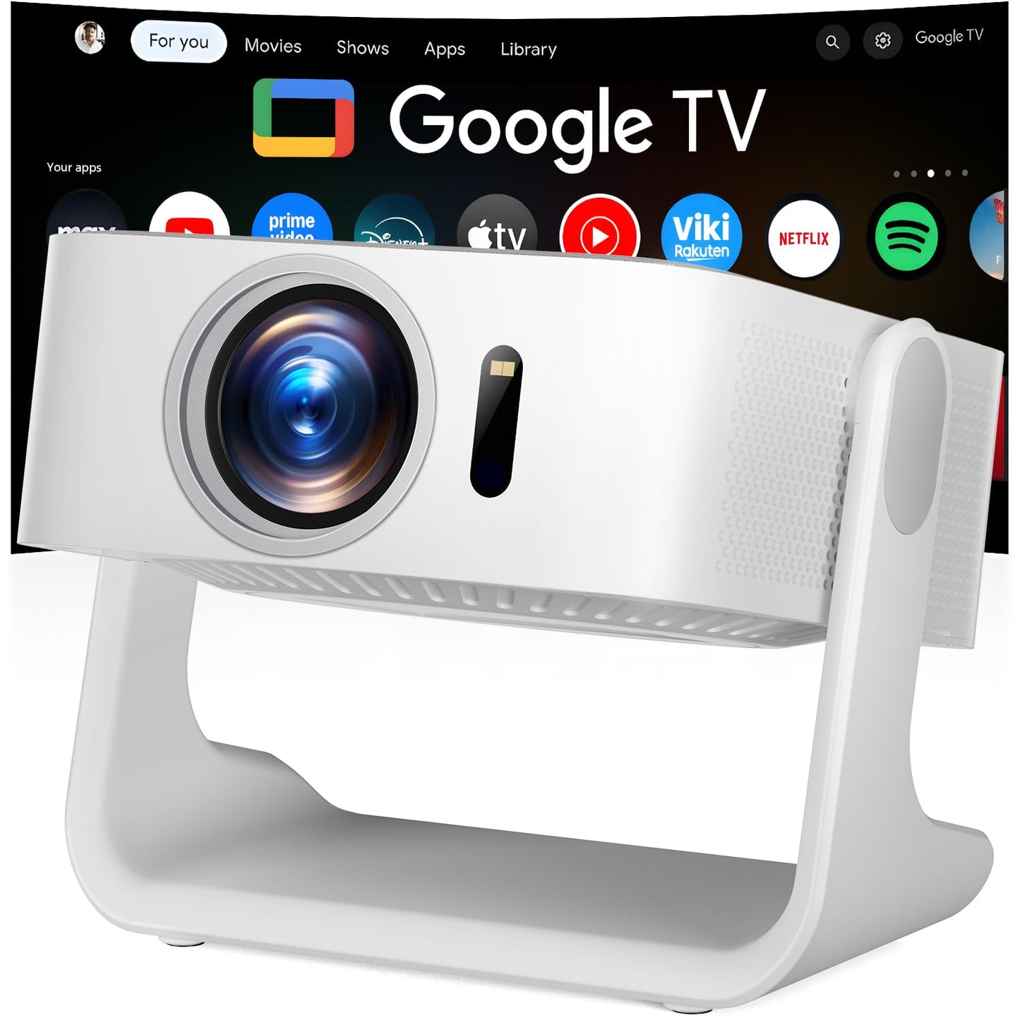 4K Projector with Wifi and Bluetooth, ELEPHAS Outdoor Movie Projector Compatible with NETFLIX/Prime Video/YouTube, 100,000+ Apps Supported, Smart Video Projector for HDMI/USB/iOS/Android/Windows