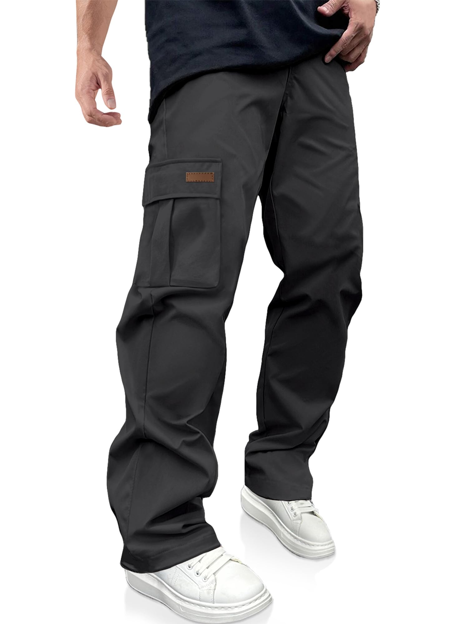 PLEPAN Men's Casual Cargo Pants Drawstring Hiking Workout Tactical Joggers Sweatpants for Men with Pockets