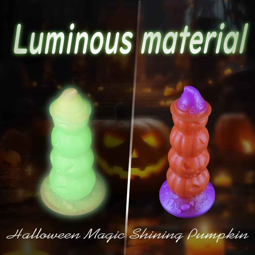 4.72in Magic Pumpkin Fantasy Monster Dildo, Realistic Glow Silicone Anal plug with Strong Suction Cup, Thick Anal Dildo Anal Beads, Fantasy Monster Dildo Gay Sex Toys for Beginner Men Women Couple Gay