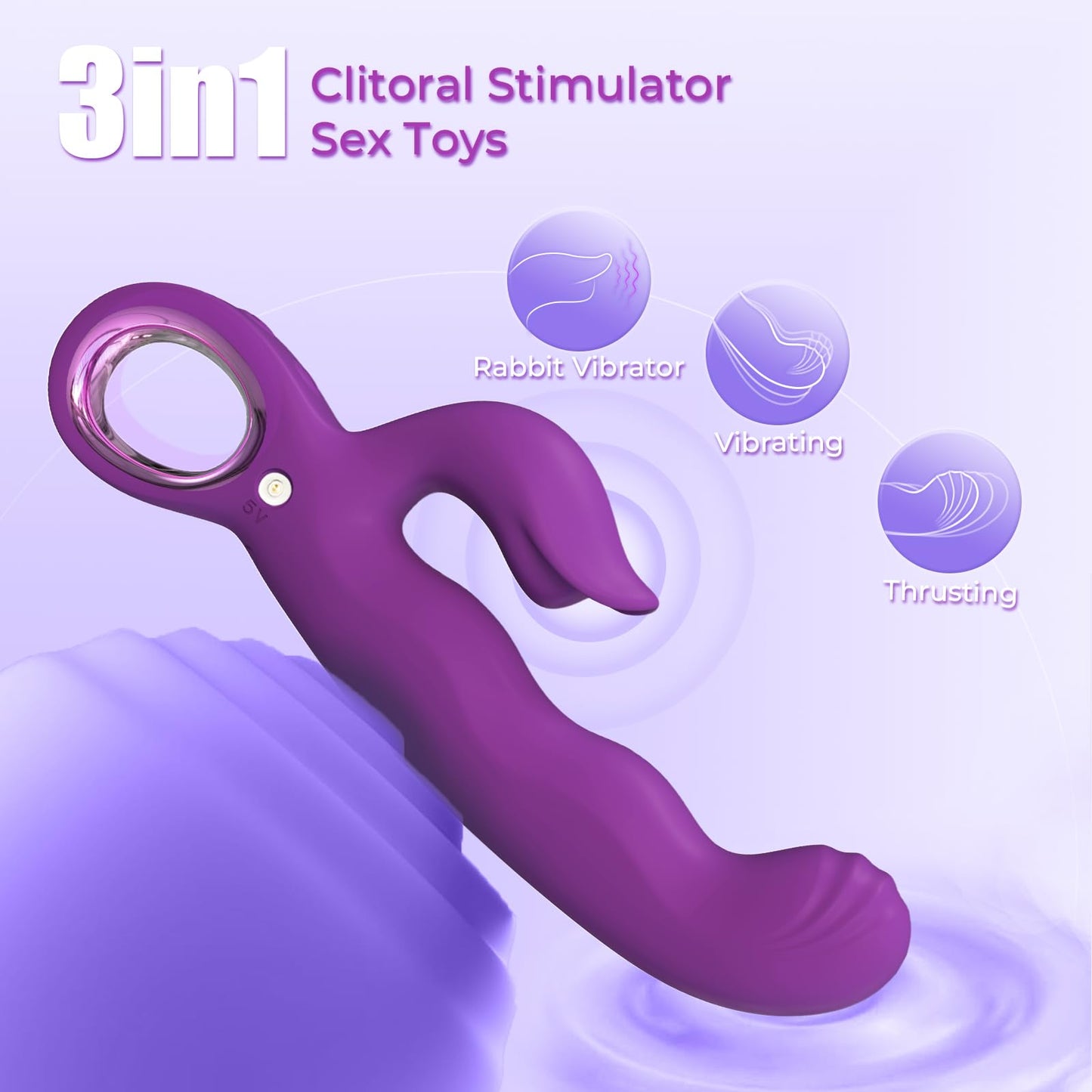 OQMENT Thrusting Rabbit Vibrator for Women, Upgraded Finger Shaped G-Spot Stimulator with 7 Thrusting & 7 Vibrating Modes for Dual Stimulation, Waterproof Adult Sex Toys for Solo & Couples