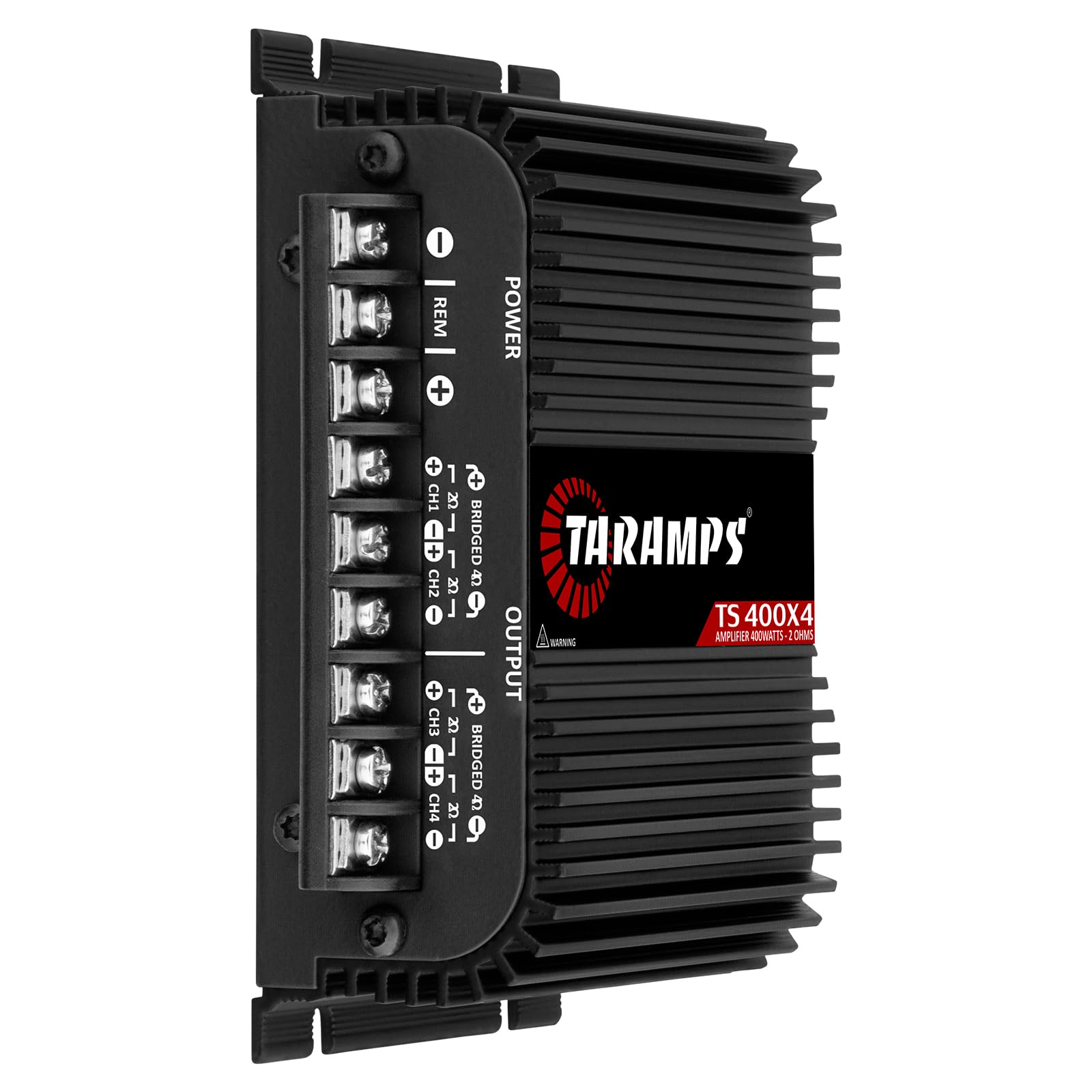 Taramps TS 400x4 2 Ohms Black Multichannel Stereo Amplifier 400 Watts Rms, 4 Channels, Full Range, Car Audio Digital 2 Bridged Channel, Crossover High/Low Pass, with RCA and Automatic High Level Input