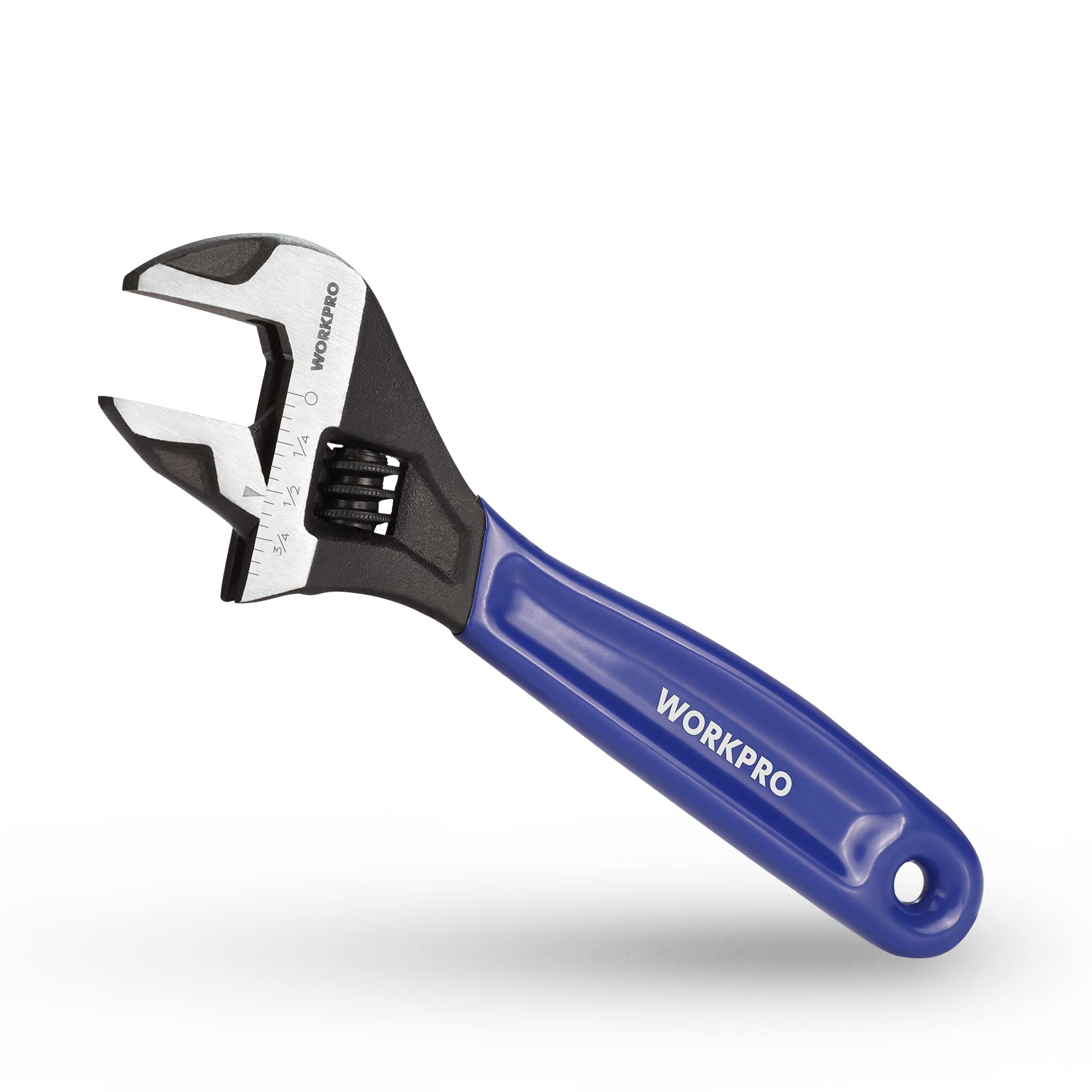 WORKPRO Adjustable Wrench, Cr-V Steel Wide Jaw Black Oxide Wrench