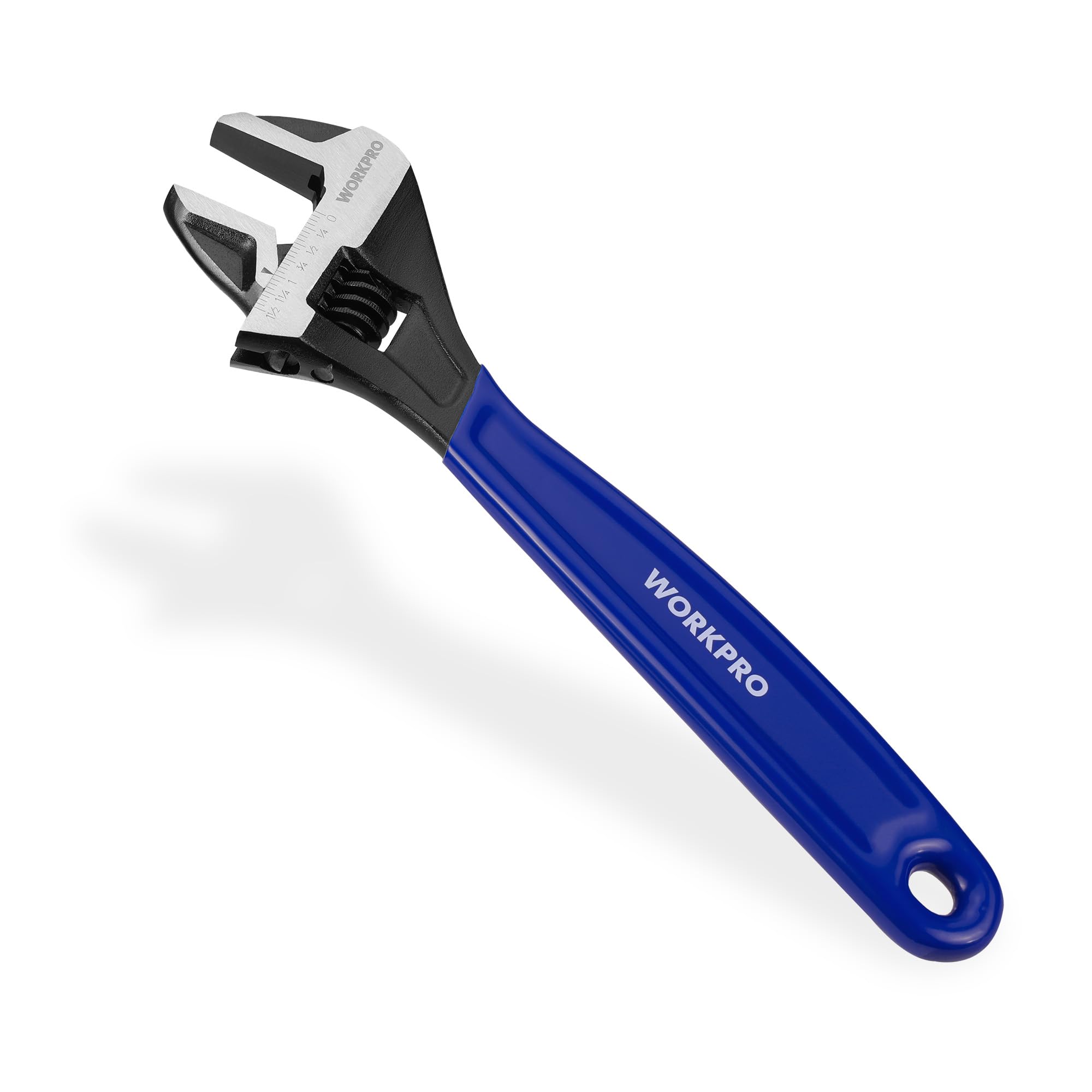 WORKPRO Adjustable Wrench, Cr-V Steel Wide Jaw Black Oxide Wrench