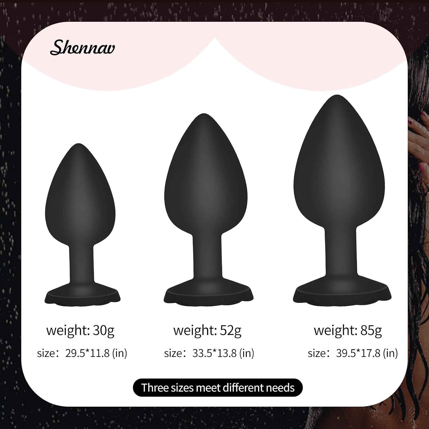Anal Plug Rose Sex Toys,3PCS Silicone Butt Plugs Training Kit,Prostate Massager for Starter Beginner Men Women Couples(Black)