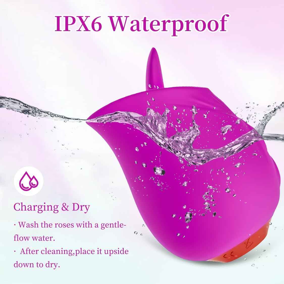 Generic Rose Vibrator 10 Speed Silicone Clitoral Suction Toy Purple