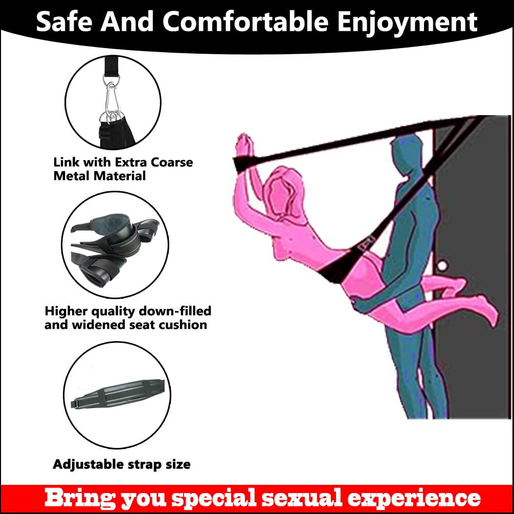 Echoria BDSM Toys Sex Door Swing Soft Nylon Sex Slings Adjustable Straps Hanging Door Handcuffs Sex Toys Hold up to 300lbs Every Door Sex Bondage and Have a Bear Doll.