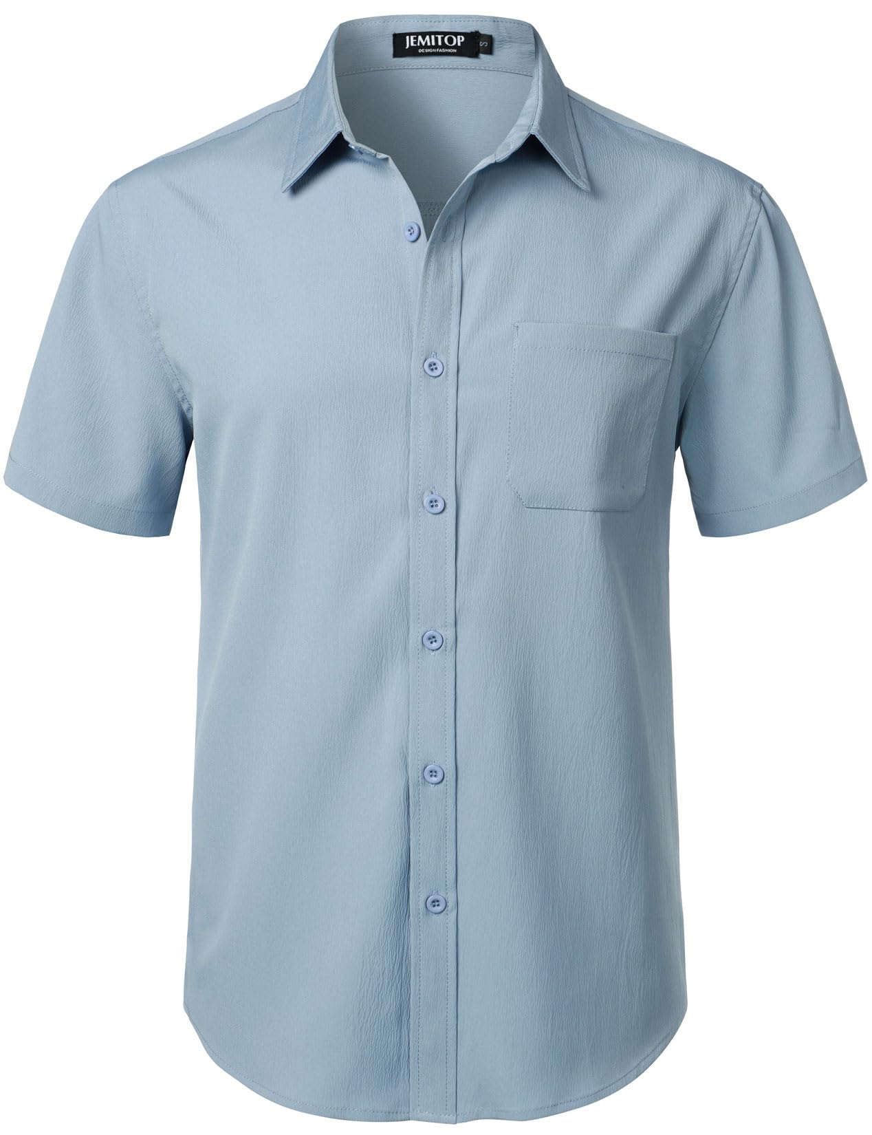 JEMITOP Men's Stretch Wrinkle Free Short Sleeve Texture Shirt Lightweight Summer Button Down Shirts for Beach Vacation