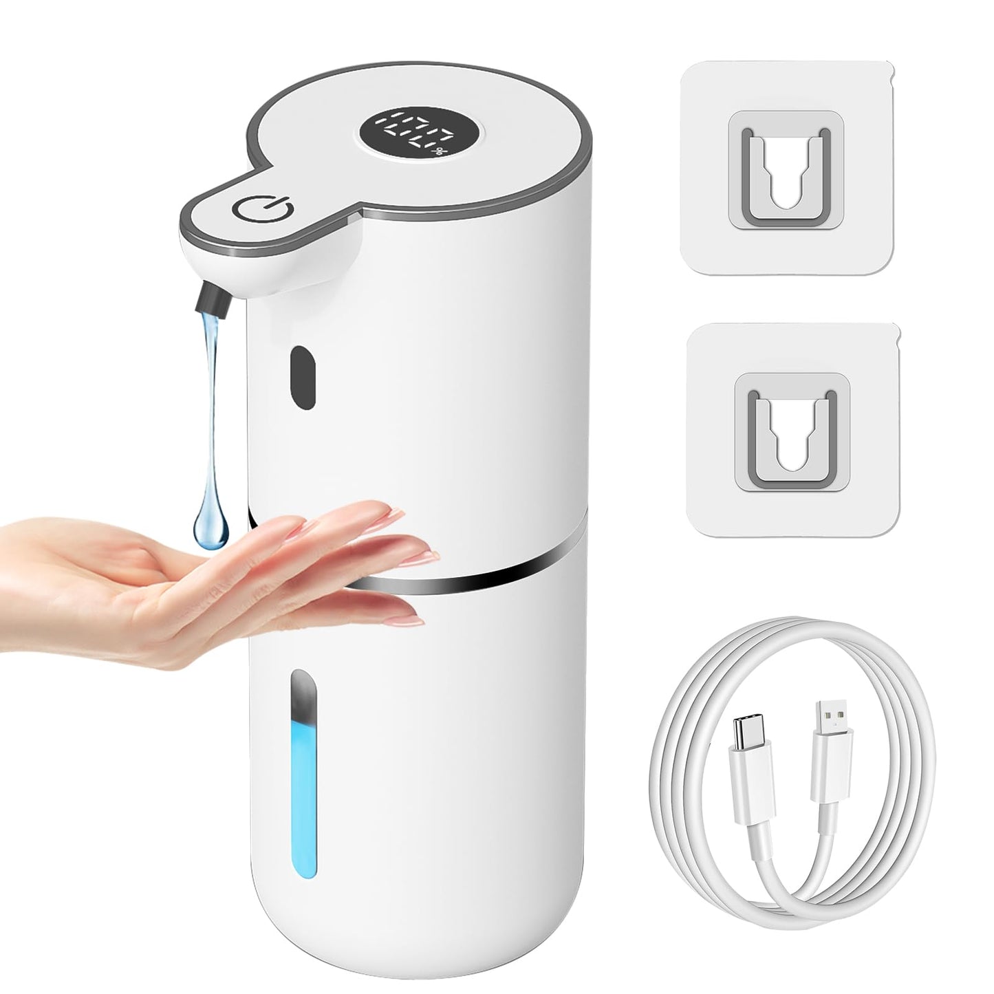 OHIFAST Automatic Soap Dispenser Touchless, USB Rechargeable Smart Hand Soap Dispenser, 6-Level Adjustable, 12.8oz/380mL Wall Mounted for Bathroom Kitchen Dish Soap