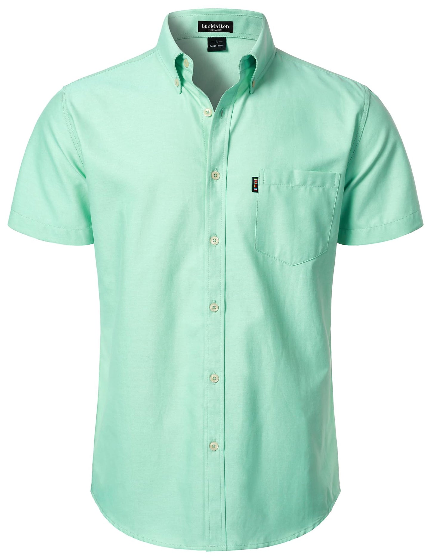 LucMatton Men's Oxford Short Sleeve Button Down Shirt Summer Casual Midweight Regular fit Dress Shirts with Pocket
