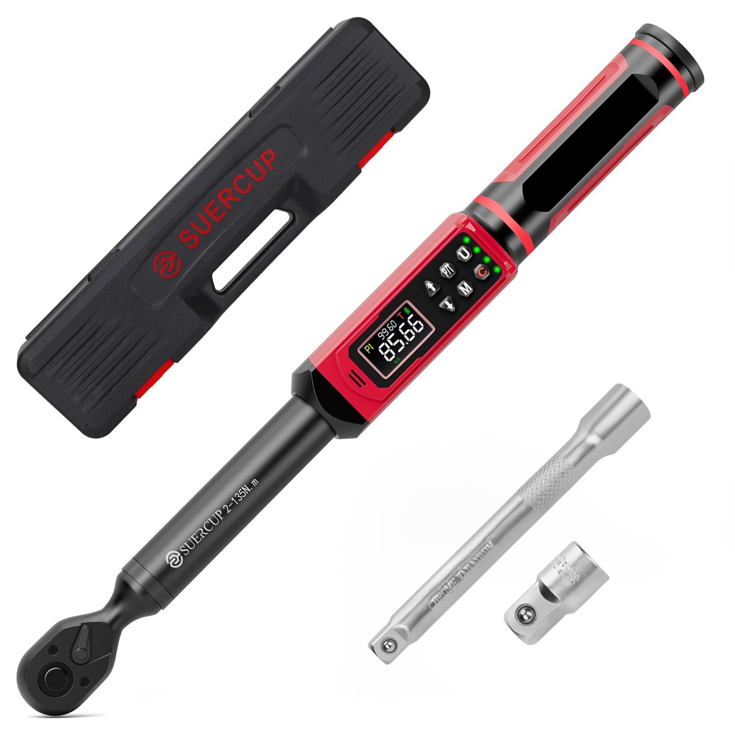 SUERCUP Digital Torque Wrenc ±1% Accuracy with Vibration, Buzzer,LED Notification and Five Units of Measure, for Car,Motorcycle Repair, DIY