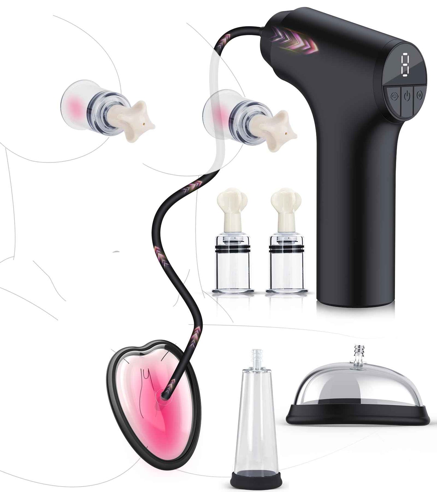 Electric Pussy Pump Nipple Suckers Sex Toy Kit, BDSM Toys Automatic Clitoral Pump Vagina Pumps with 9 Suction Modes, Female Sex Toys Clit Sucker Sexual Pleasure Tools for Women Couples 4 Cups Included