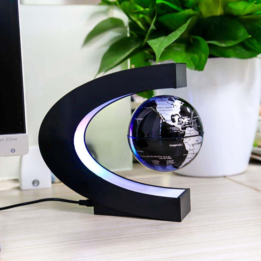 MOKOQI Magnetic Levitating Globe with LED Light, Cool Tech Gift for Men Father Boys and Girls, Birthday Gifts for Kids, Floating Globes World Desk Gadget Decor in Office Home Display