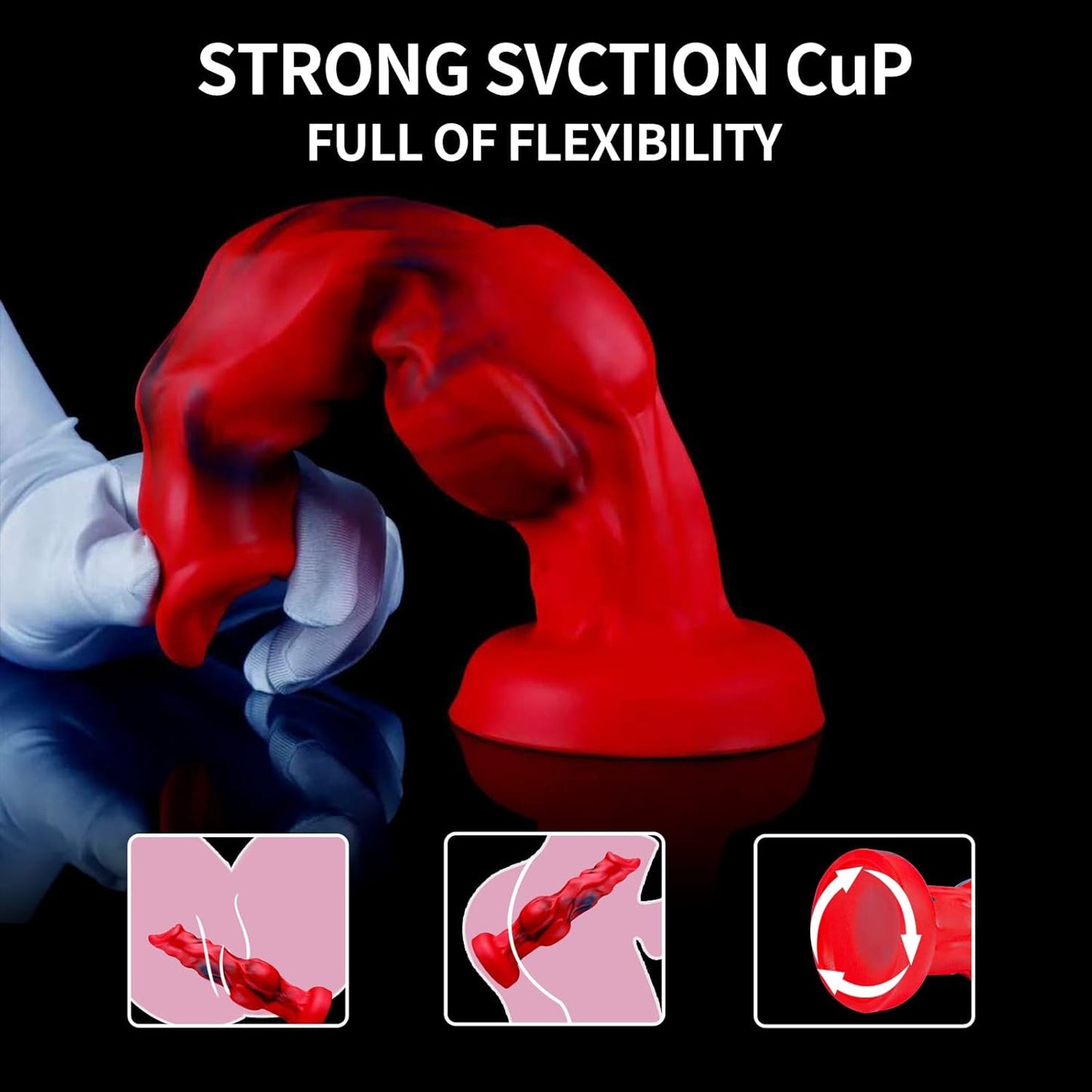 Aitomavalee Wolf Dog Knot Dildo 6.65in Silicone Suction Cup Red