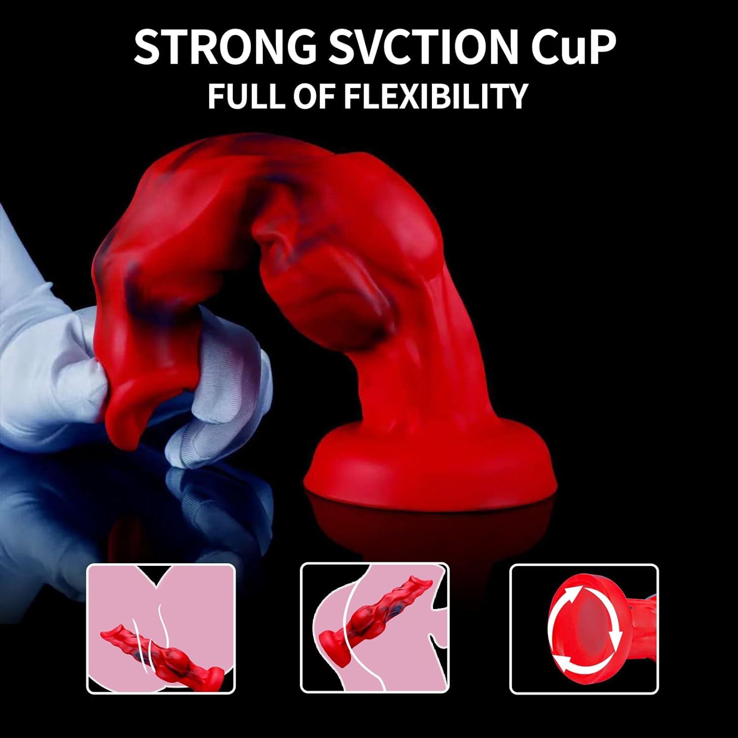 Aitomavalee Wolf Dog Knot Dildo 6.65in Silicone Suction Cup Red