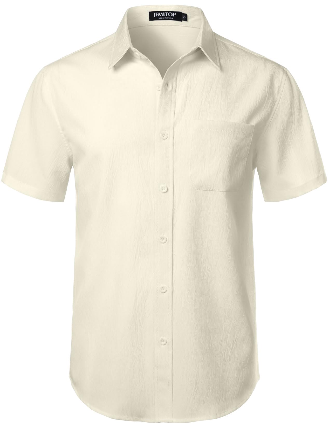 JEMITOP Men's Stretch Wrinkle Free Short Sleeve Texture Shirt Lightweight Summer Button Down Shirts for Beach Vacation