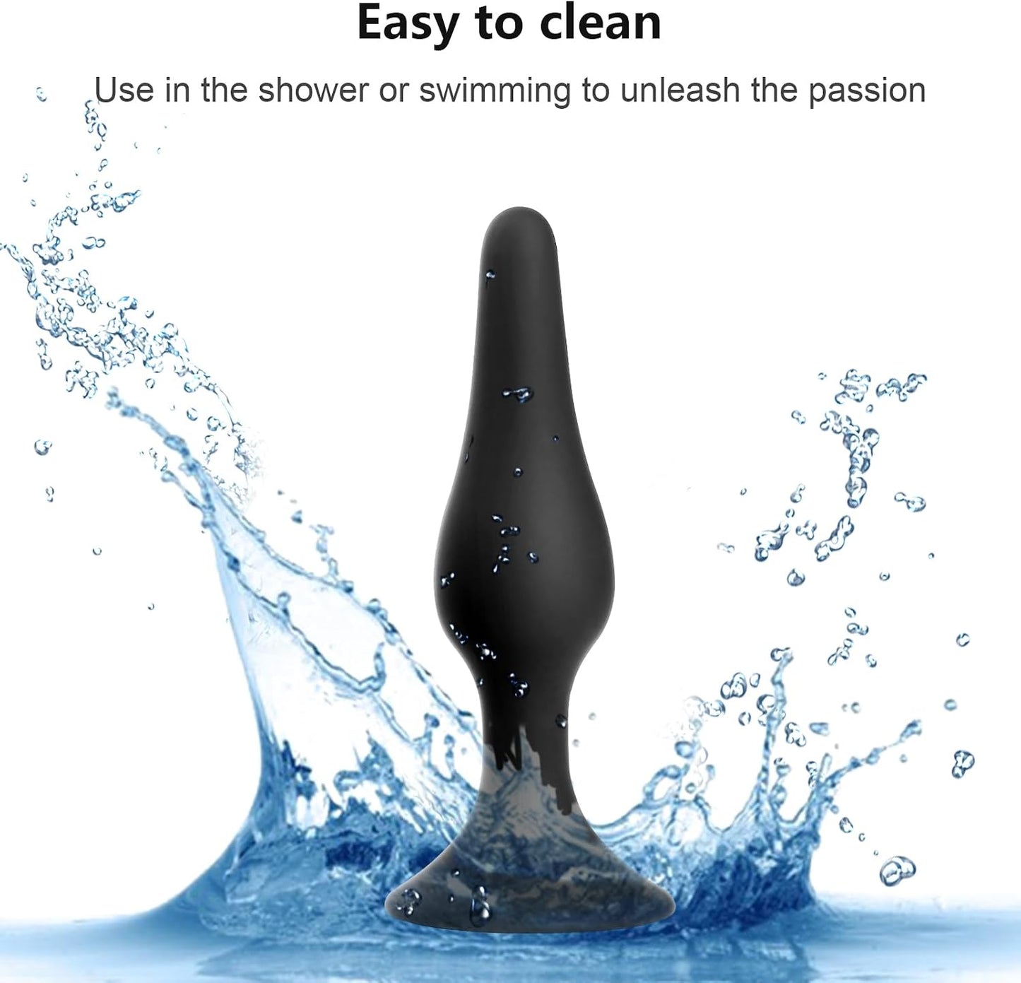 Butt Plug Anal Plug Sex Toys, HISIONLEE 5PCS Sex Anal Toys Silicone Anal Butt Plugs Training Kit with Enema Adult Sex Toys & Games for Women Male and Beginners (Black)