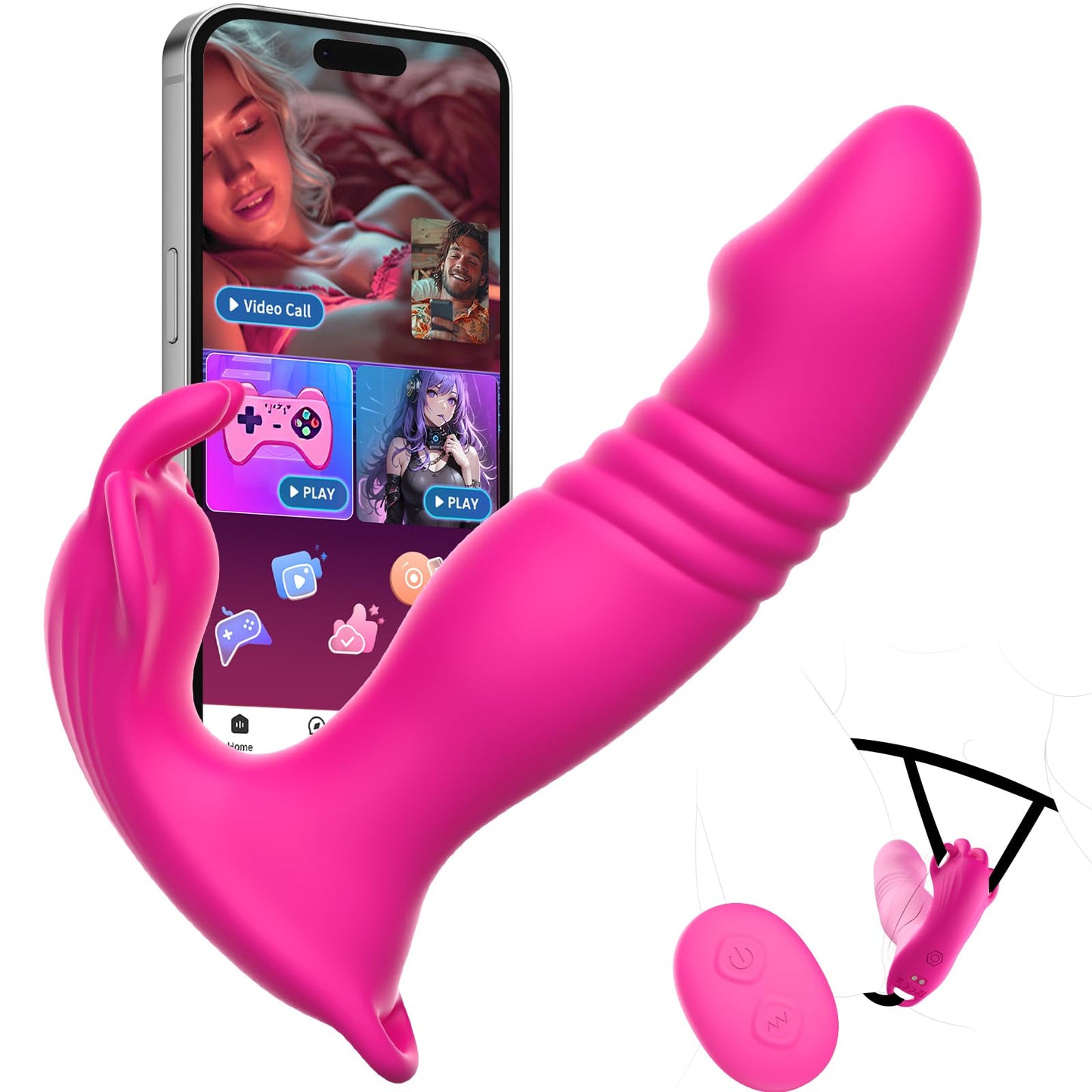 Wearable Vibrator Sex Toys Women Adult Toy 3IN1 App G Spot Vibrator Dildo Machine Female Sex Toy for Couples Thrusting Dildo Vibrators Sex Swing Vibrating Panties Adult Sex Toys & Games