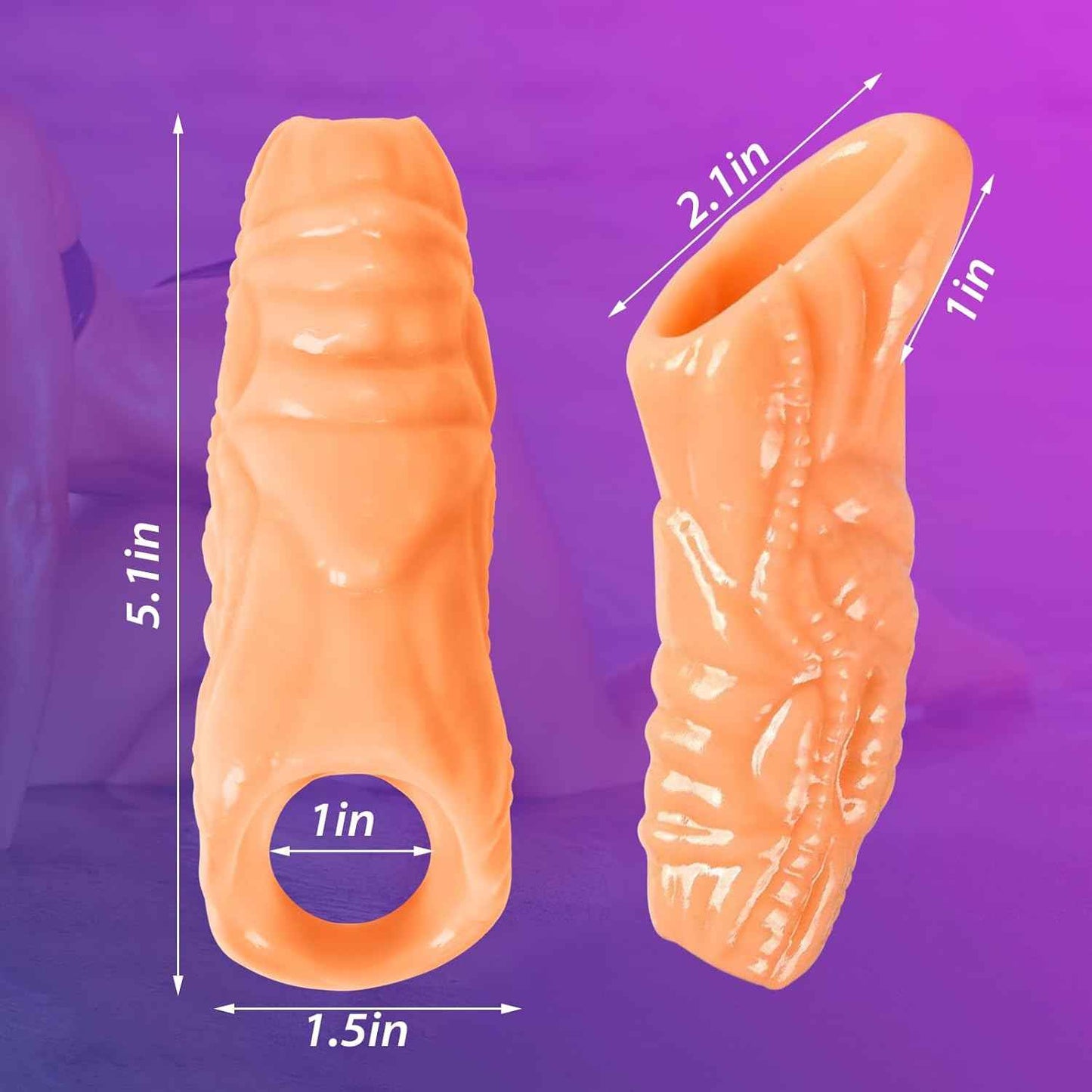 Monster Penis Sleeve with 3 Textures, Girth Enhancer for Men, Soft Silicone Cock Extender, Reusable Penis Sheath for Enlarge & Delay, Realistic Veins Sex Toys for Couples