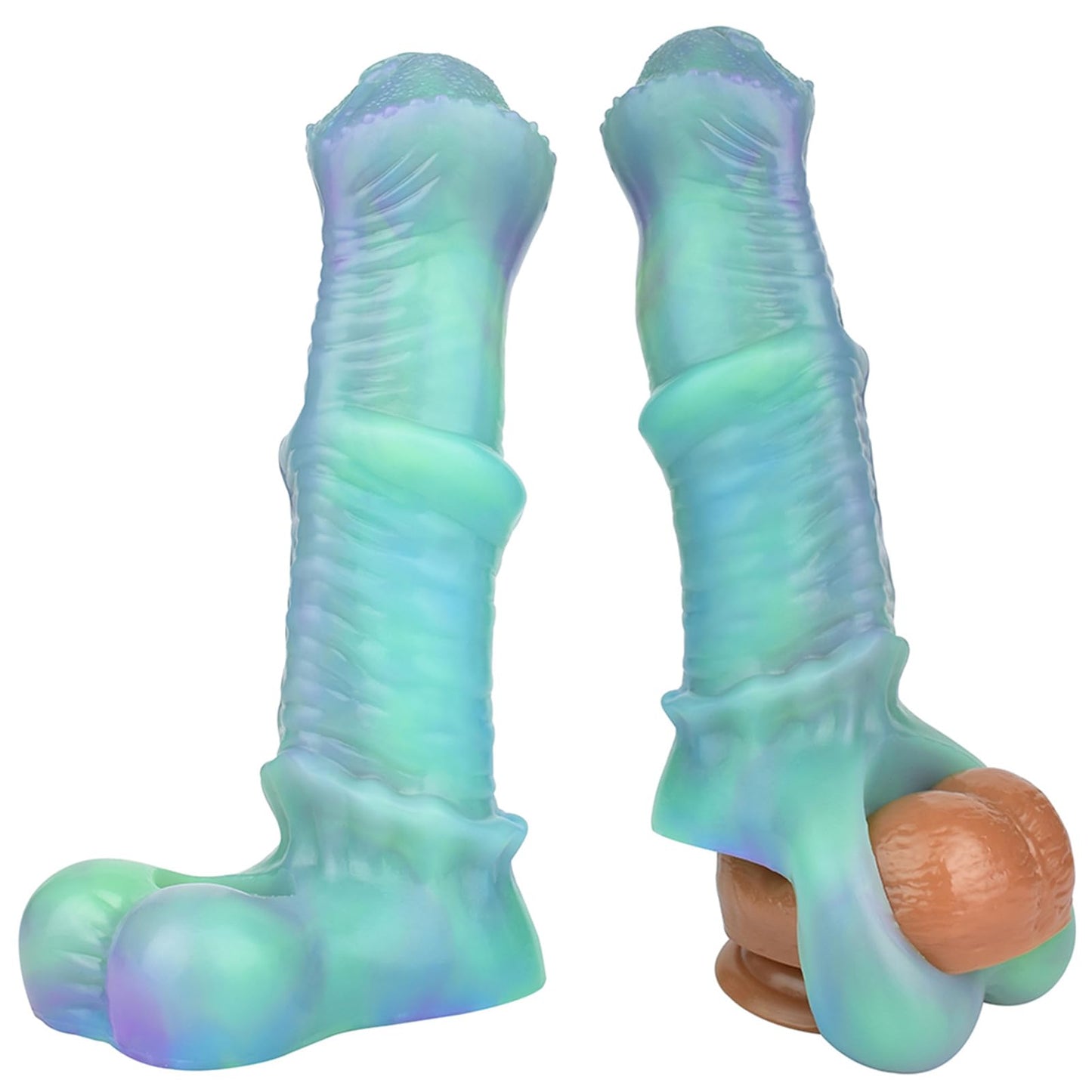 ZEEHUU 8.07in Horse Penis Extender Sleeve Men Penis Enlargement Sleeve: Silicone Penis Sleeve Enlarger with Cock Ring, Realistic Animal Cock Sleeve Men Adult Sex Toy