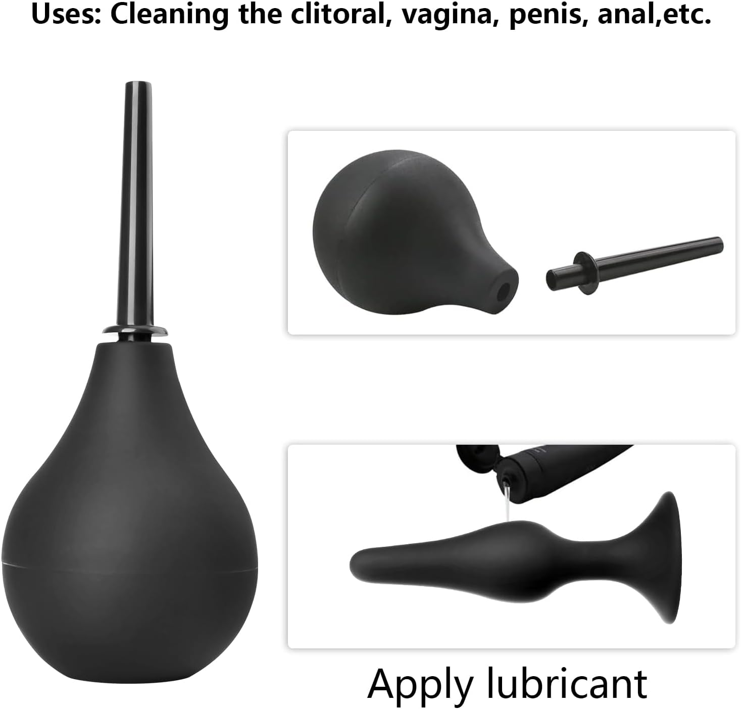 Butt Plug Anal Plug Sex Toys, HISIONLEE 5PCS Sex Anal Toys Silicone Anal Butt Plugs Training Kit with Enema Adult Sex Toys & Games for Women Male and Beginners (Black)
