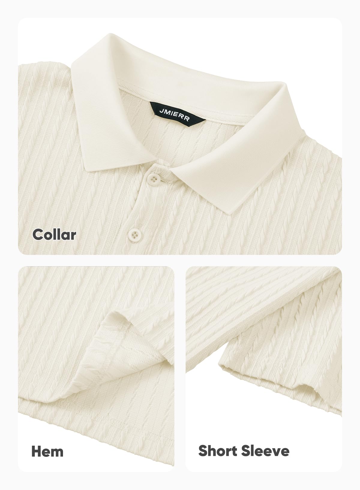 JMIERR Mens Casual Polo Shirt Summer Short Sleeve Vacation Button Beach Knit Stretchy Golf Shirts