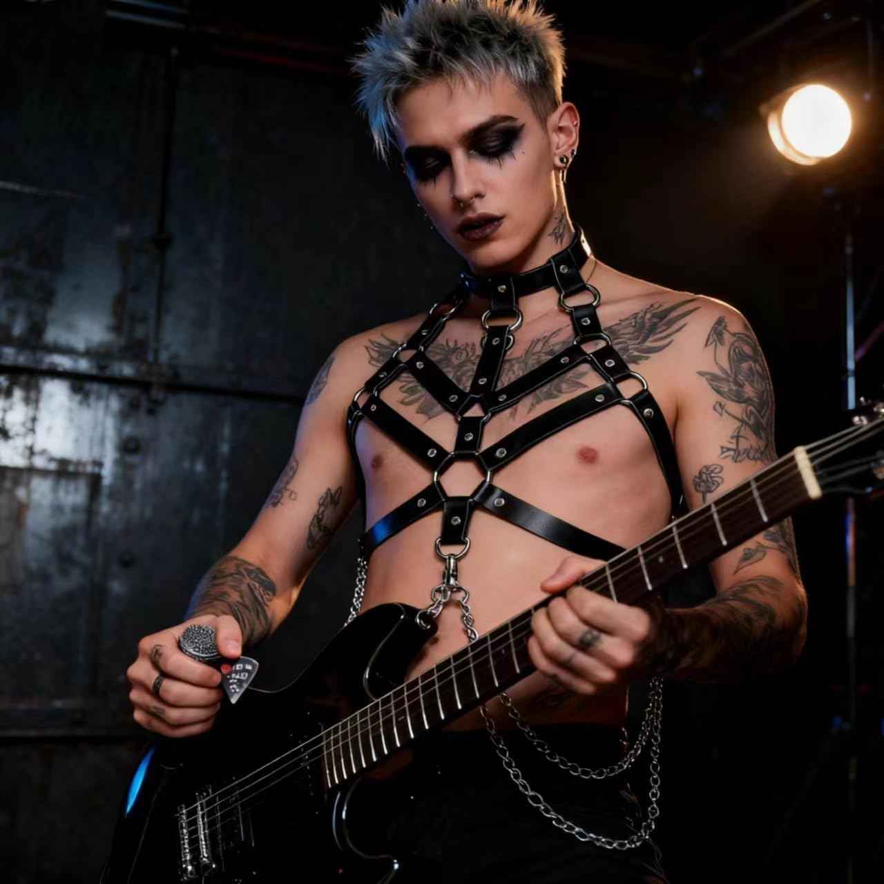 bondage harness，Women's Body Harness Belt Caged Harness Lingerie Set Gothic Punk Leather Adjustable Chest Leg Garter Bondage Strap Set for Ladies, BDSM SM Cosplay Costume Clubwear Accessories