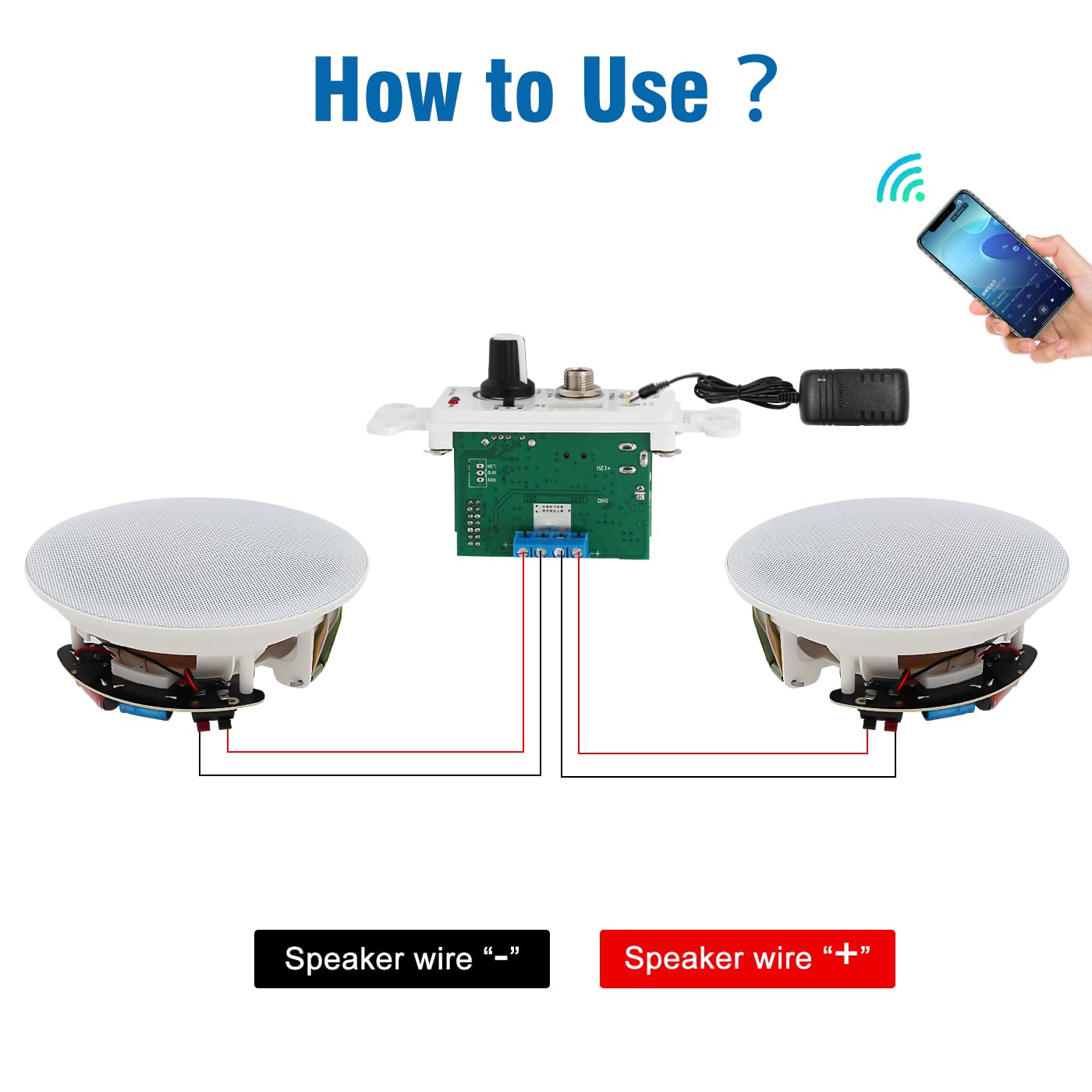 Herdio 4 Inch Bluetooth Ceiling Speakers 240W 2-Way Flush Mount in Wall Amplifier Receiver Suitable for Home Theater Bathroom Living Room Kitchen Office (1 Pair)