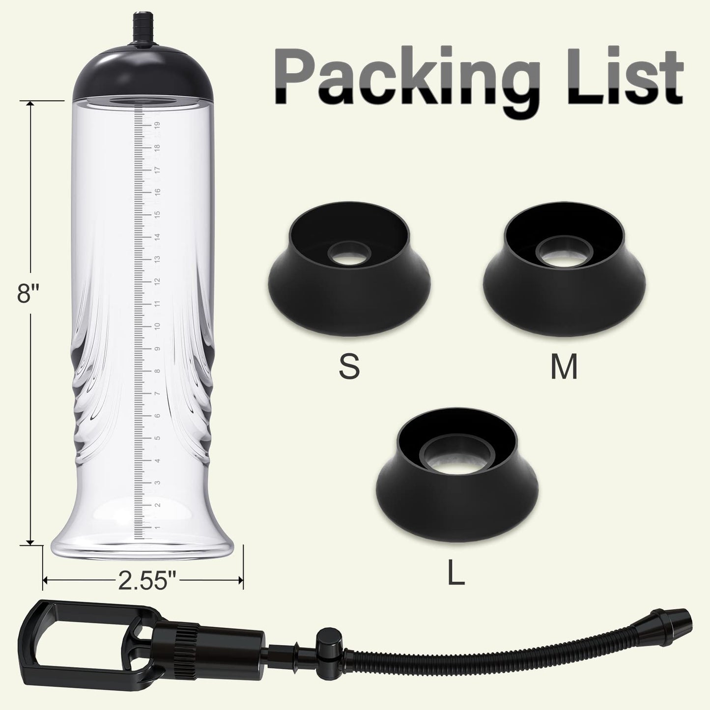 Penis Vacuum Pump, Manual Penis Enlarger Enlargement Extend Pump Air Pressure Device, Adult Male Sex Toys for Men Stronger Bigger Erections with 3pcs Suction Sleeves