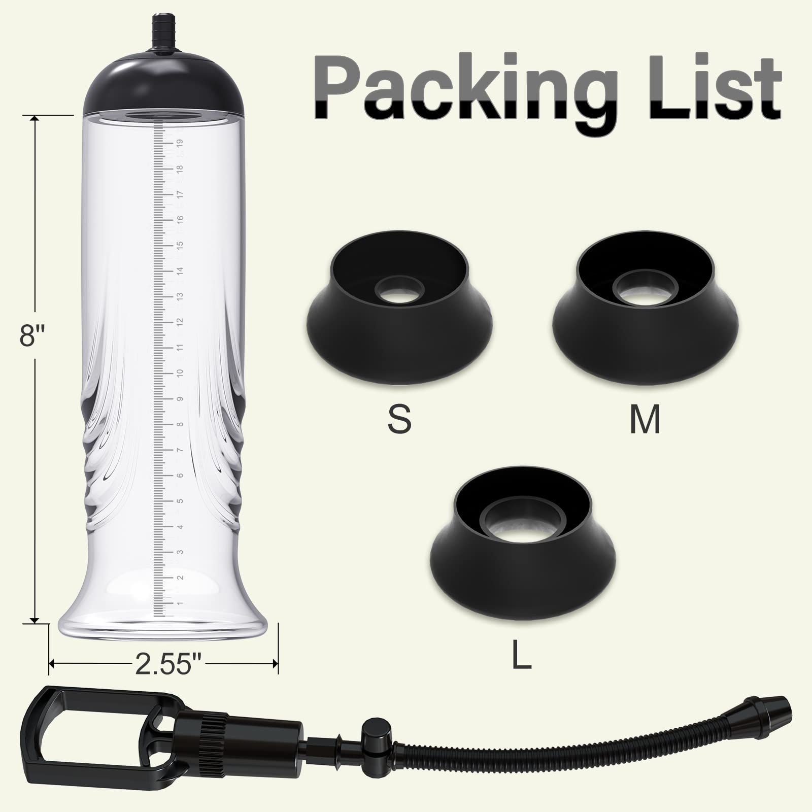 Penis Vacuum Pump, Manual Penis Enlarger Enlargement Extend Pump Air Pressure Device, Adult Male Sex Toys for Men Stronger Bigger Erections with 3pcs Suction Sleeves