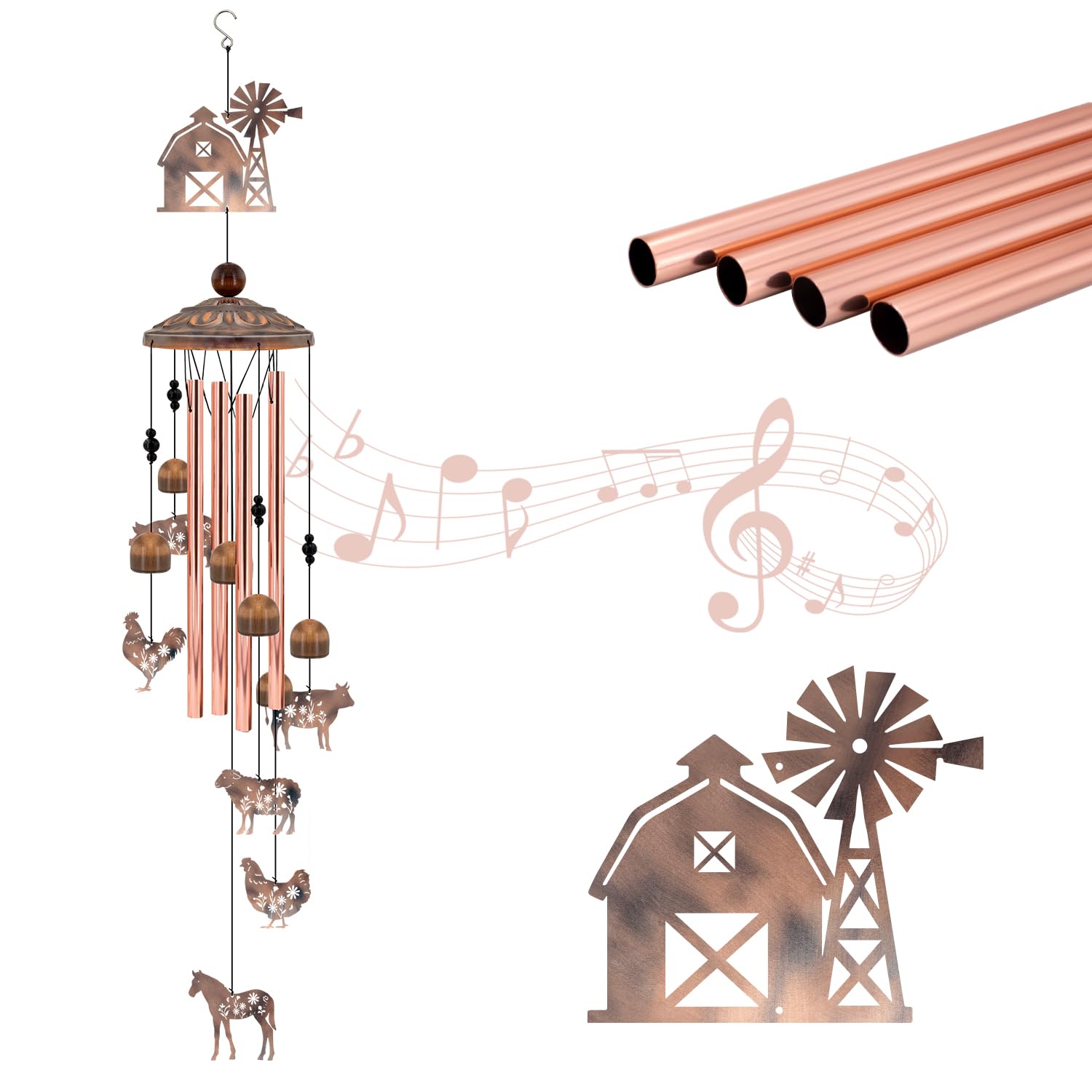 Wind Chimes for Outside, Windchimes for Garden Yard Patio Decor, Rustic Metal Wind Bell for Birthday Mother’s Day