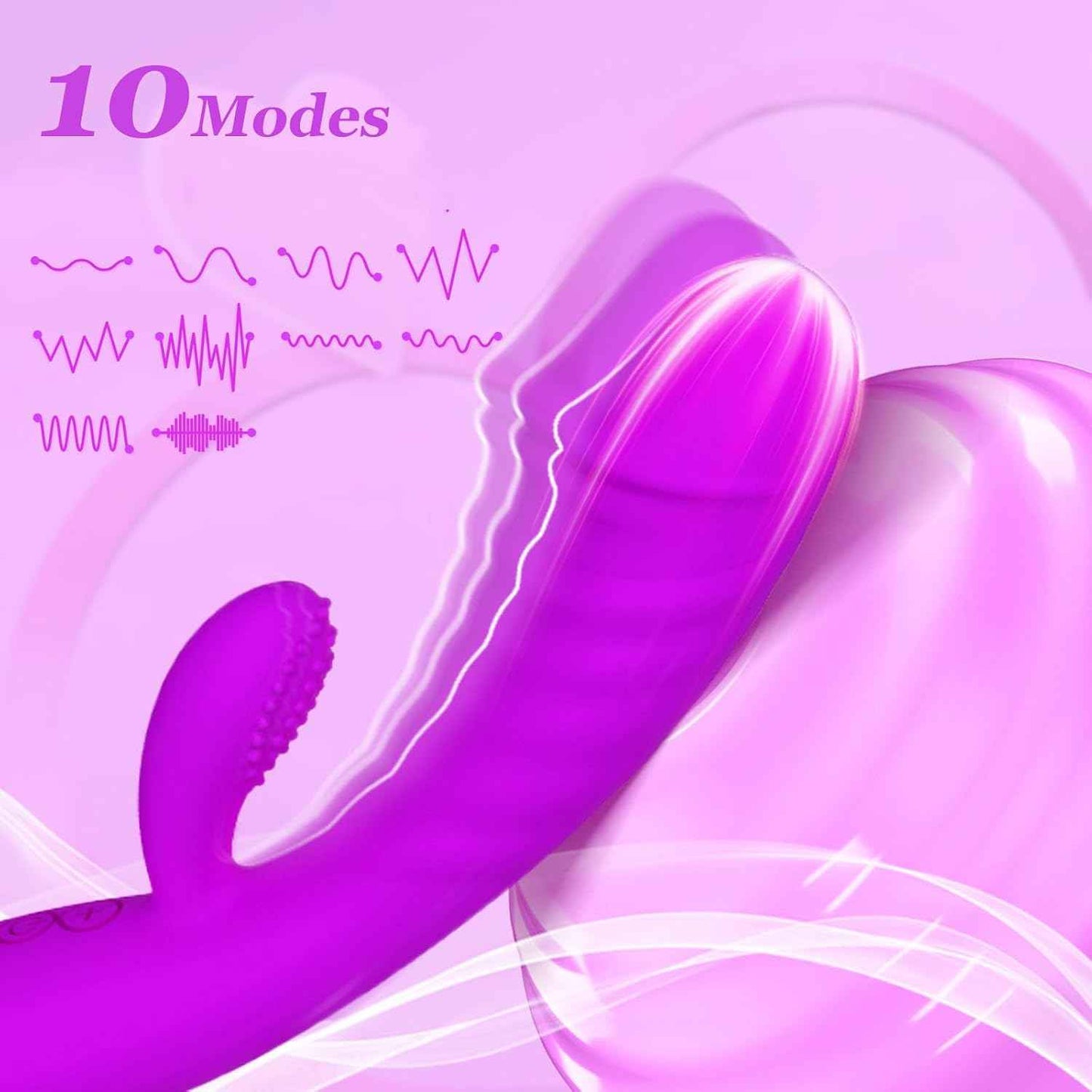 VIBBRTE Silicone Thrusting Pleasure Toy 10 Modes Waterproof Purple