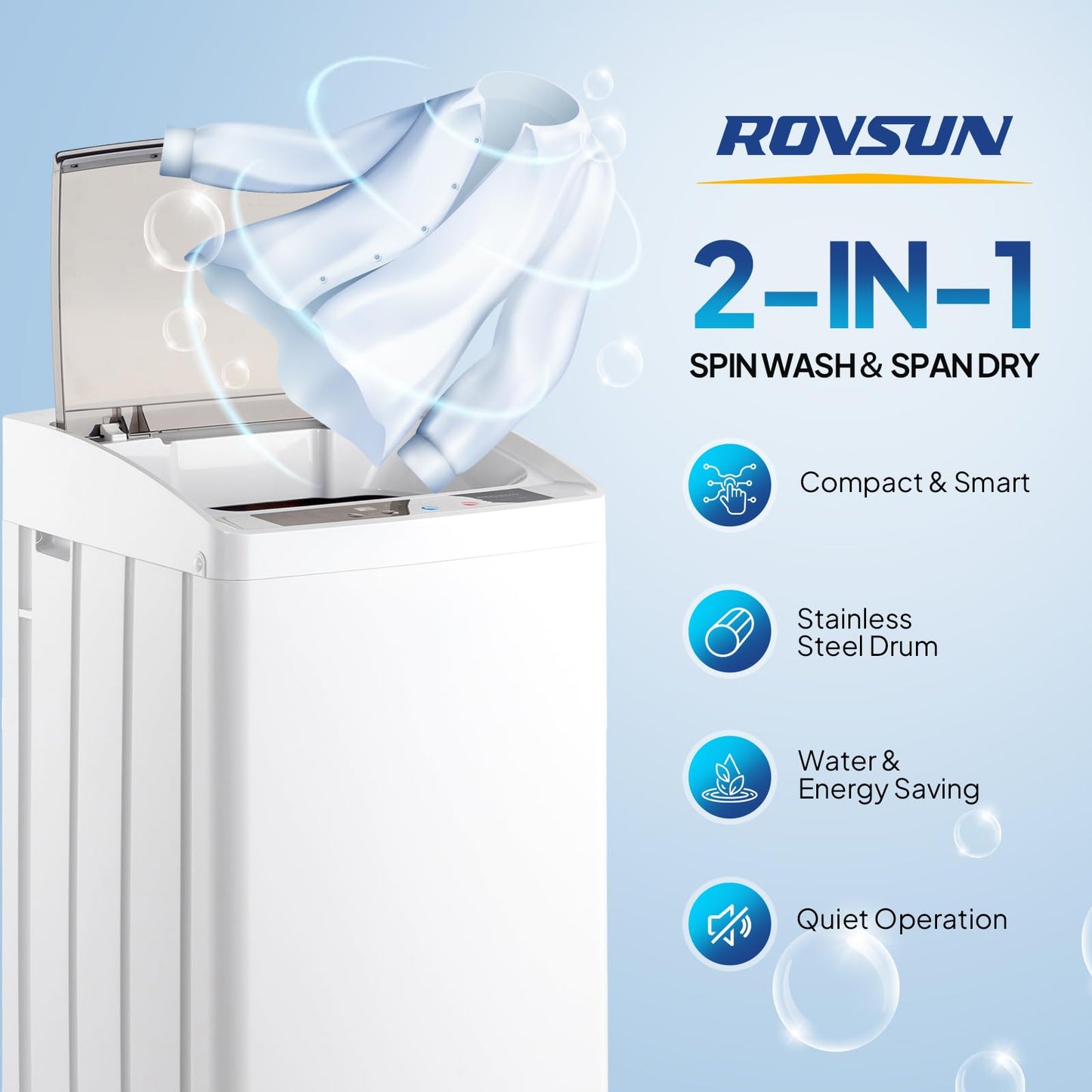 ROVSUN Full-Automatic Washing Machine and Portable Clothes Dryer Set, Compact Laundry Washer and Dryer Combo Set