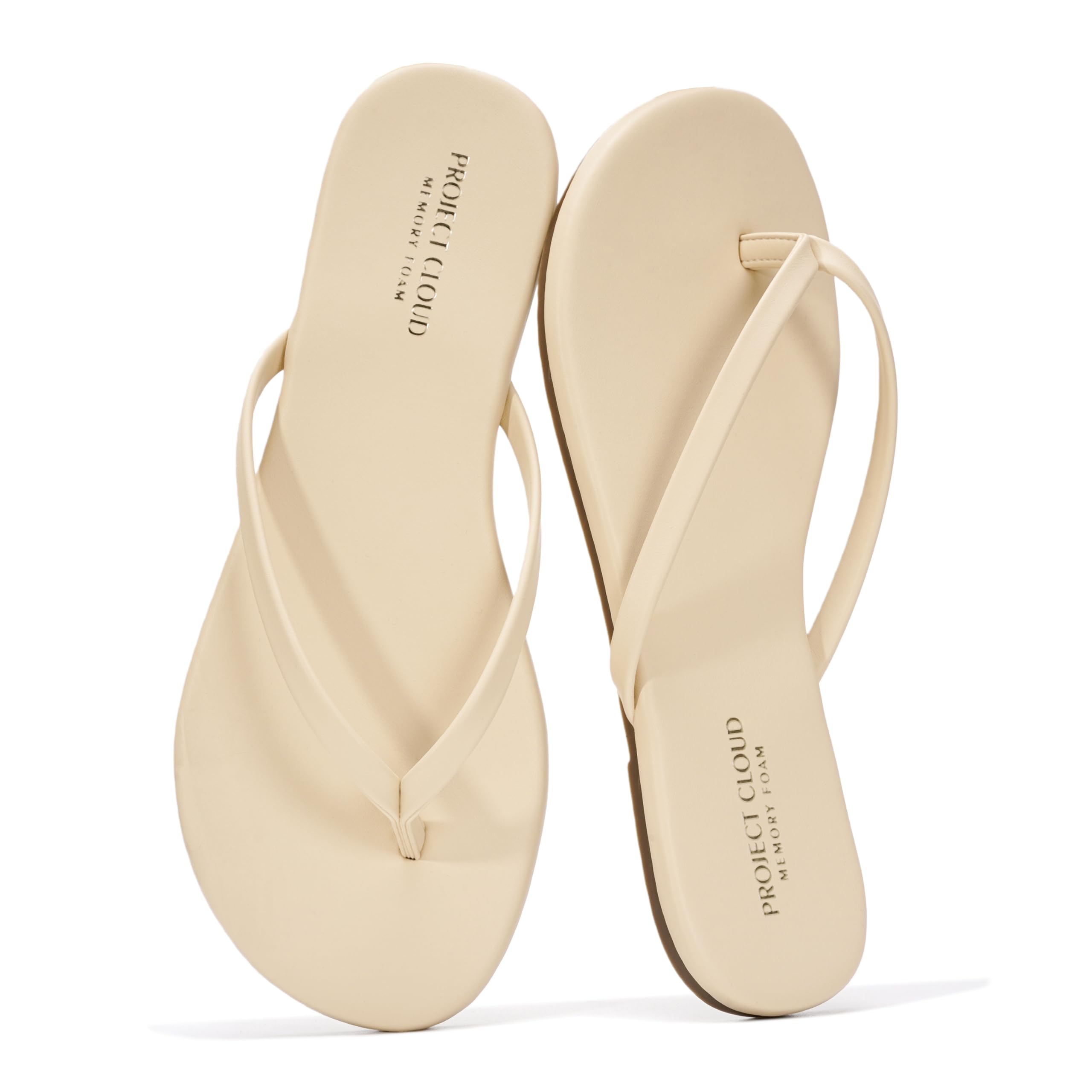 Project Cloud Flip Flops for Women Footwear- Lightweight and Memory Foam Insole Sandals for Women 2026 - Durable Non-Slip Beach Essentials Flats for Women Sandals (Foundations)