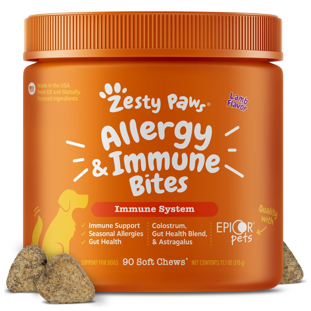 Zesty Paws Dog Allergy Relief- Dog Itching Skin Relief- Dog Probiotics for Itchy Skin and Itchy Ears- Dog Allergy Paw Relief- Dog Allergy Chews- Dog Itch Relief - Dog Skin Allergy Relief