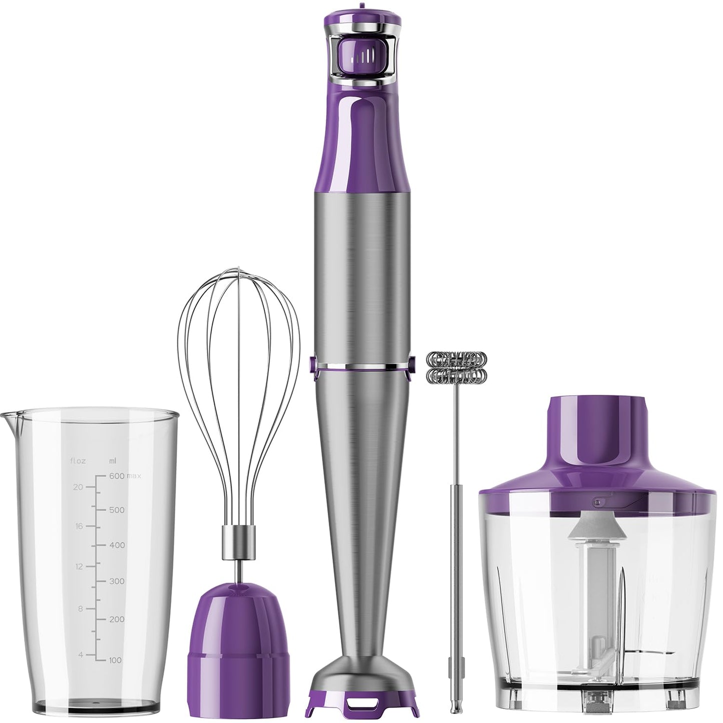 Turelar Immersion Blender Handheld Corded Hand Blenders Set 1100W, Trigger Variable Speed 5 in 1 Stick Emulsifier with Chopper, Whisk and Frother for Soup, Baby Food and Smoothies