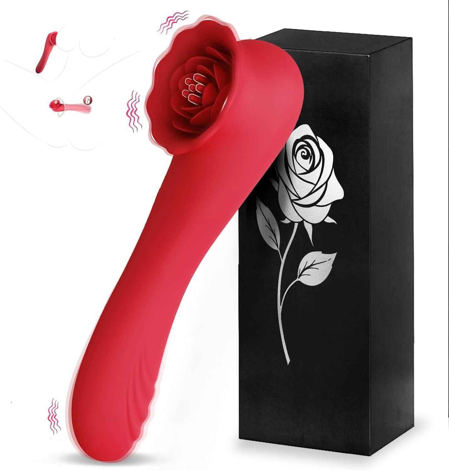 G Spot Vibrator Wand Sex Toys - Rose Sex Toys for Women, Nipple Clitoral Anal Stimulator Dildo with 9 Vibrating & Tapping Modes, Waterproof Wand Massager Adult Sex Toy for Female and Couples