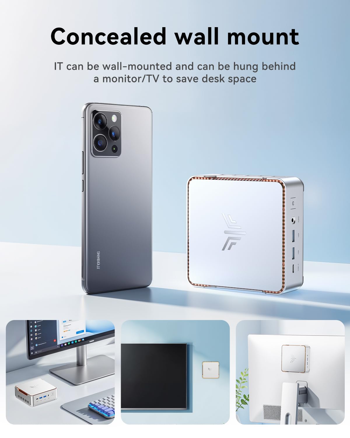 KAMRUI H2 Mini PC with Triple 4K Display