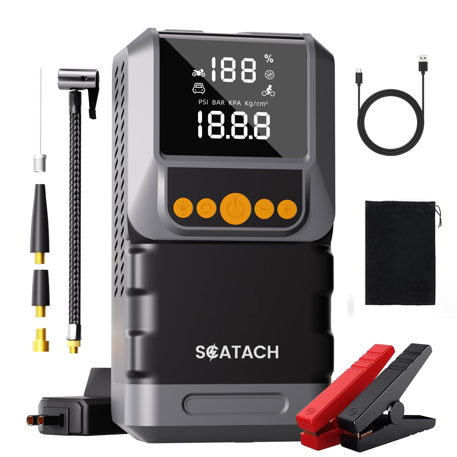 Jump Starter 3000A, Car Battery Jump Starter Portable (9.0L Gas and 7.0L Diesel), 12V Jump Box with Flashlight, Jump Cable, LED Display