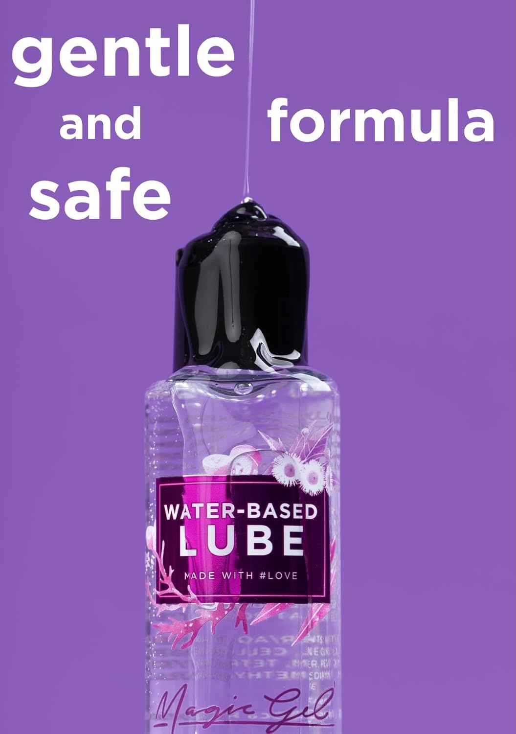 Magic Gel Water-Based Personal Lubricant | Lube for Men, Women and Couples | Clear Non-Staining | Unflavored 2.2 Oz
