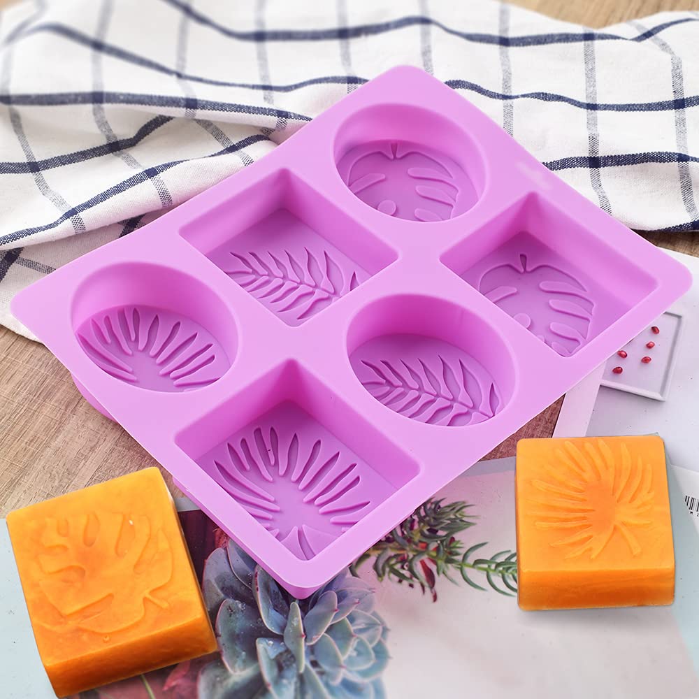 ionEgg Rectangle and Oval Silicone Soap Mold With Leaf Patterns, Pack of 2