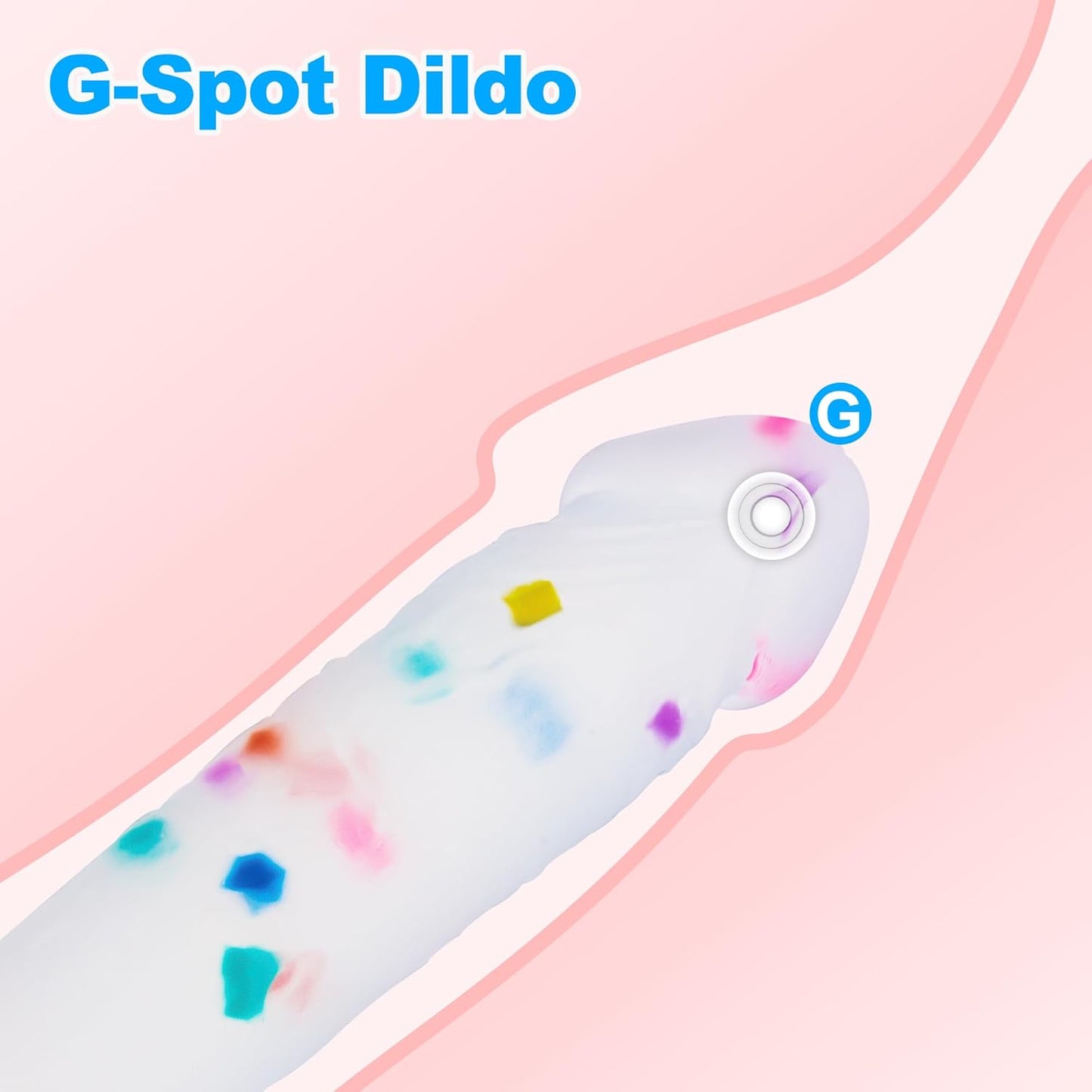 Seiecft Confetti Silicone Dildo Flexible Curved Shaft Suction Cup